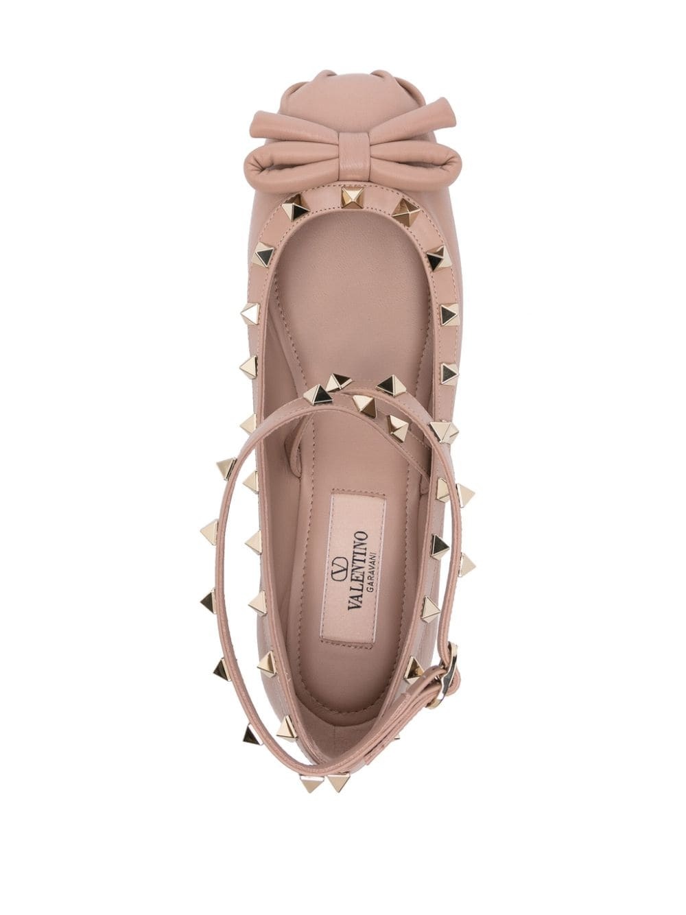 Rockstud leather ballerina shoes - 4