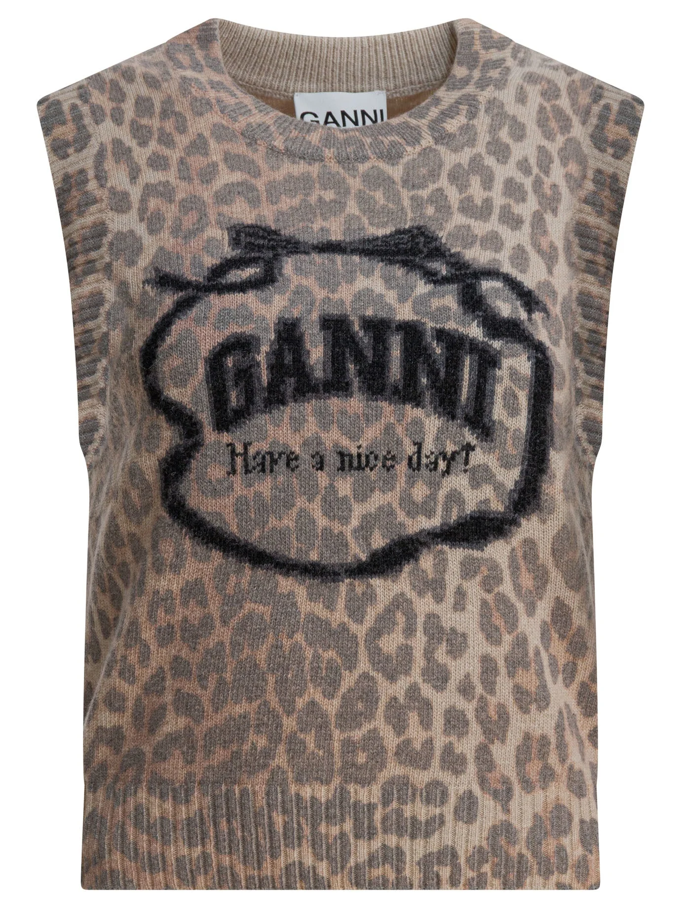 Ganni Wool Vest With Logo - 1