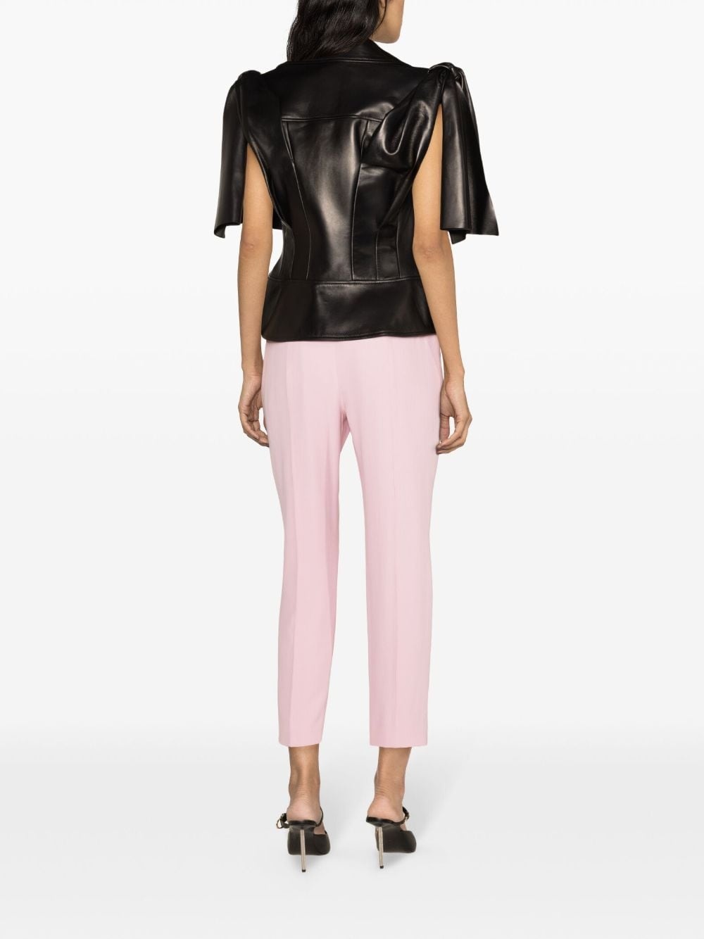 Knotted Bow leather biker vest - 4