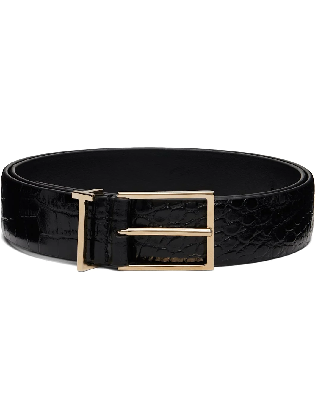 Black Soft Printed Croc Belt - 1