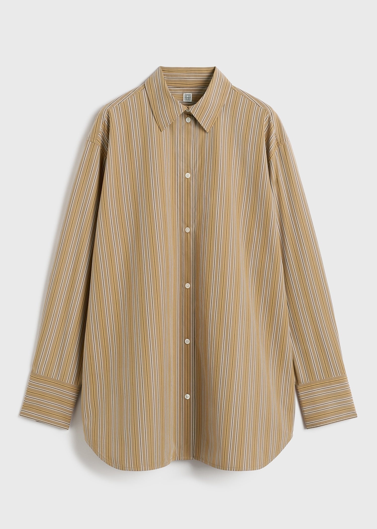 Relaxed striped cotton shirt caramel/cornsilk - 1