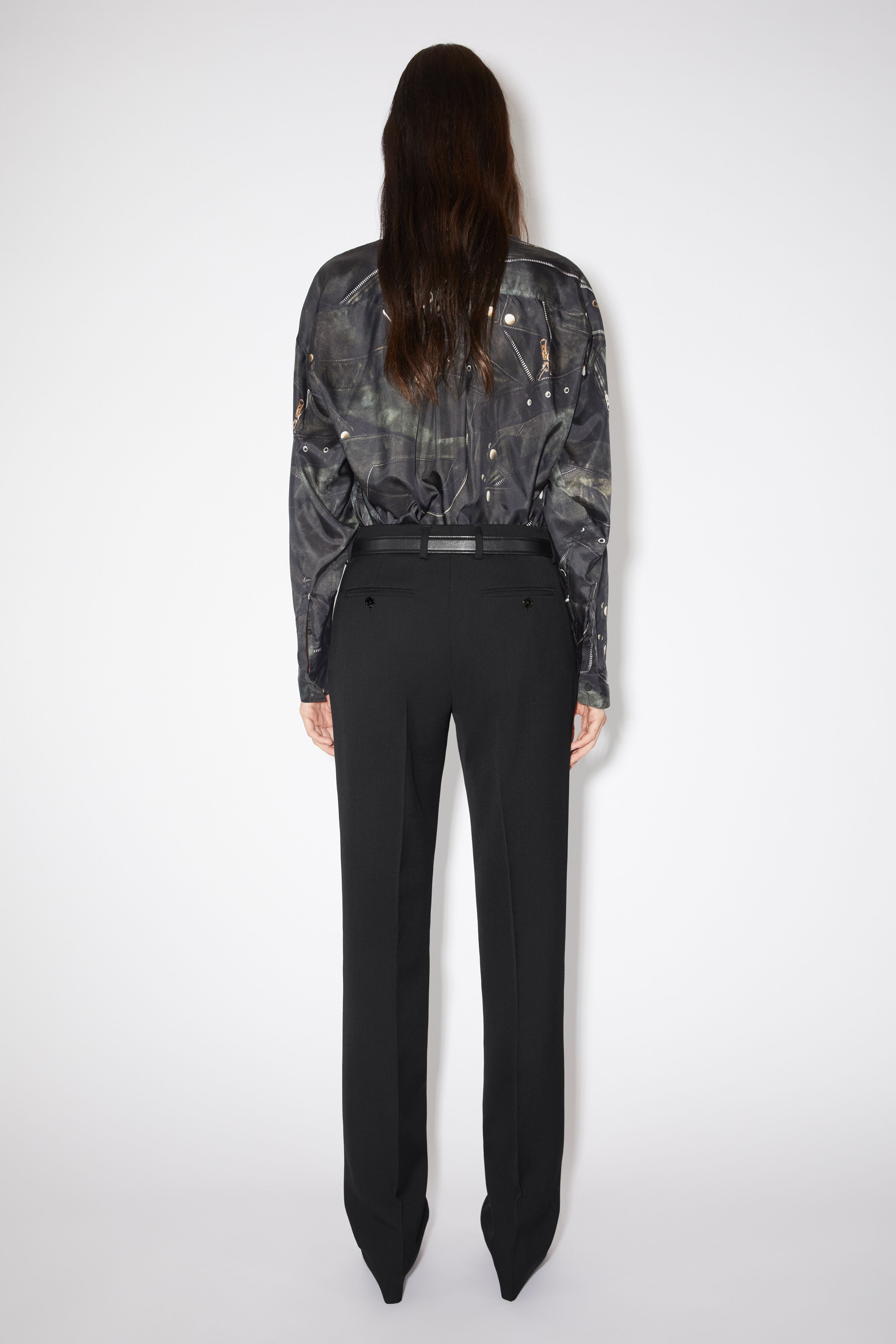 Narrow tailored trousers - Black - 3