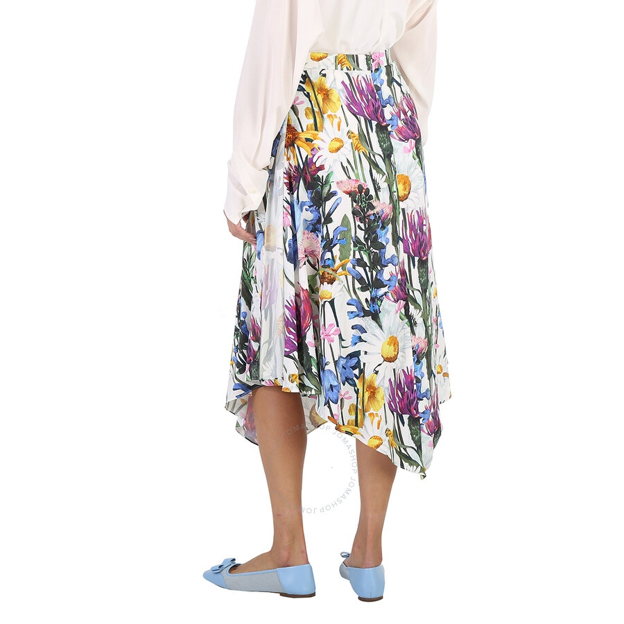 Stella Mccartney Ladies Asymmetric Floral Print Midi Skirt - 6