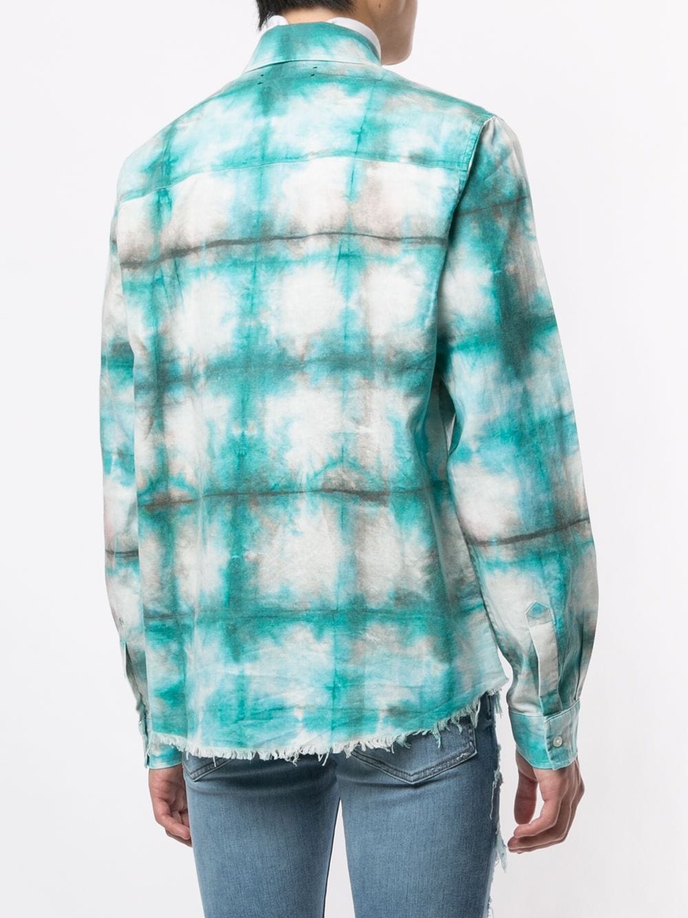 tie-dye checked long-sleeve shirt - 4