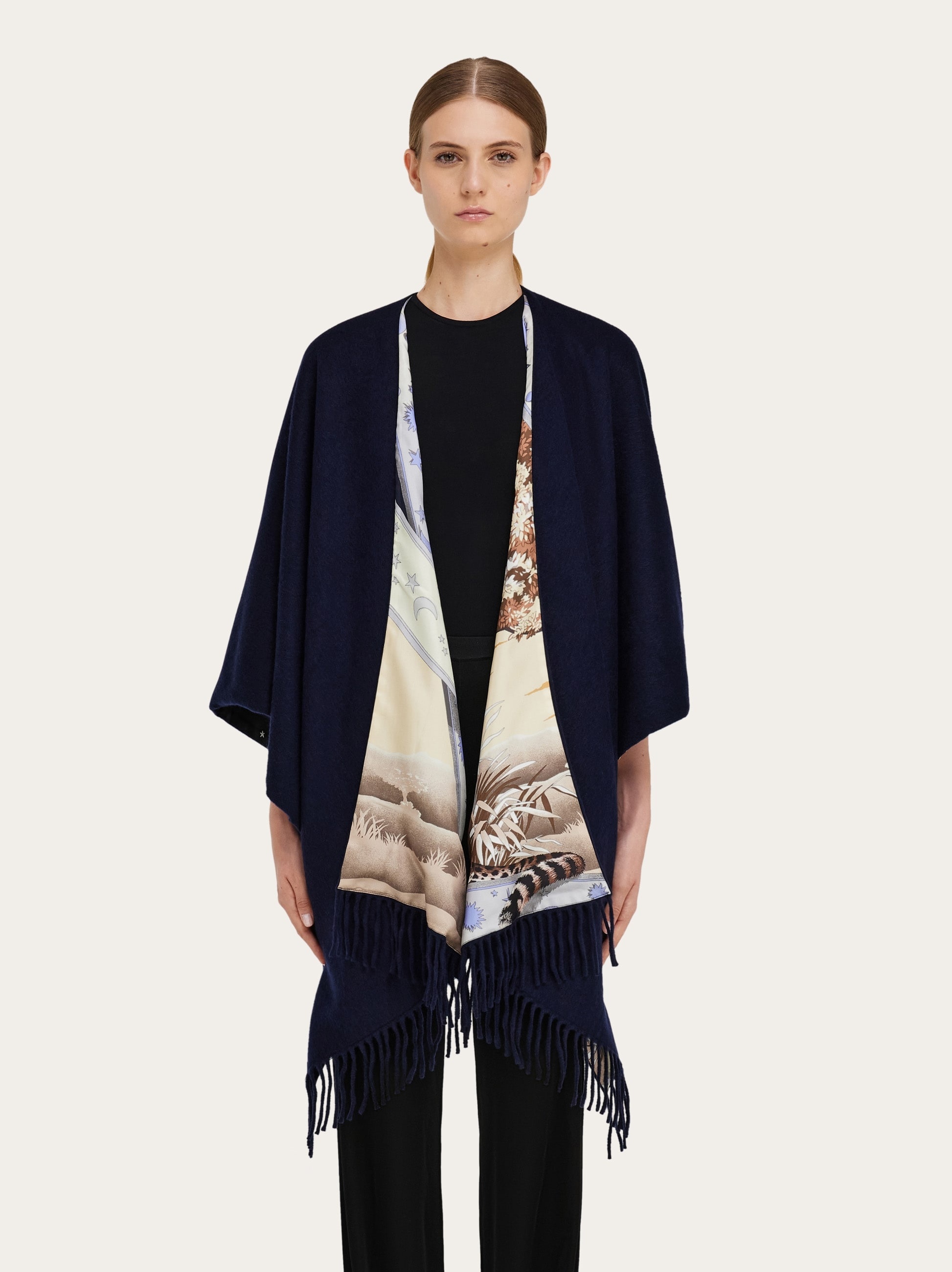 Day & Night print reversible cape - 3