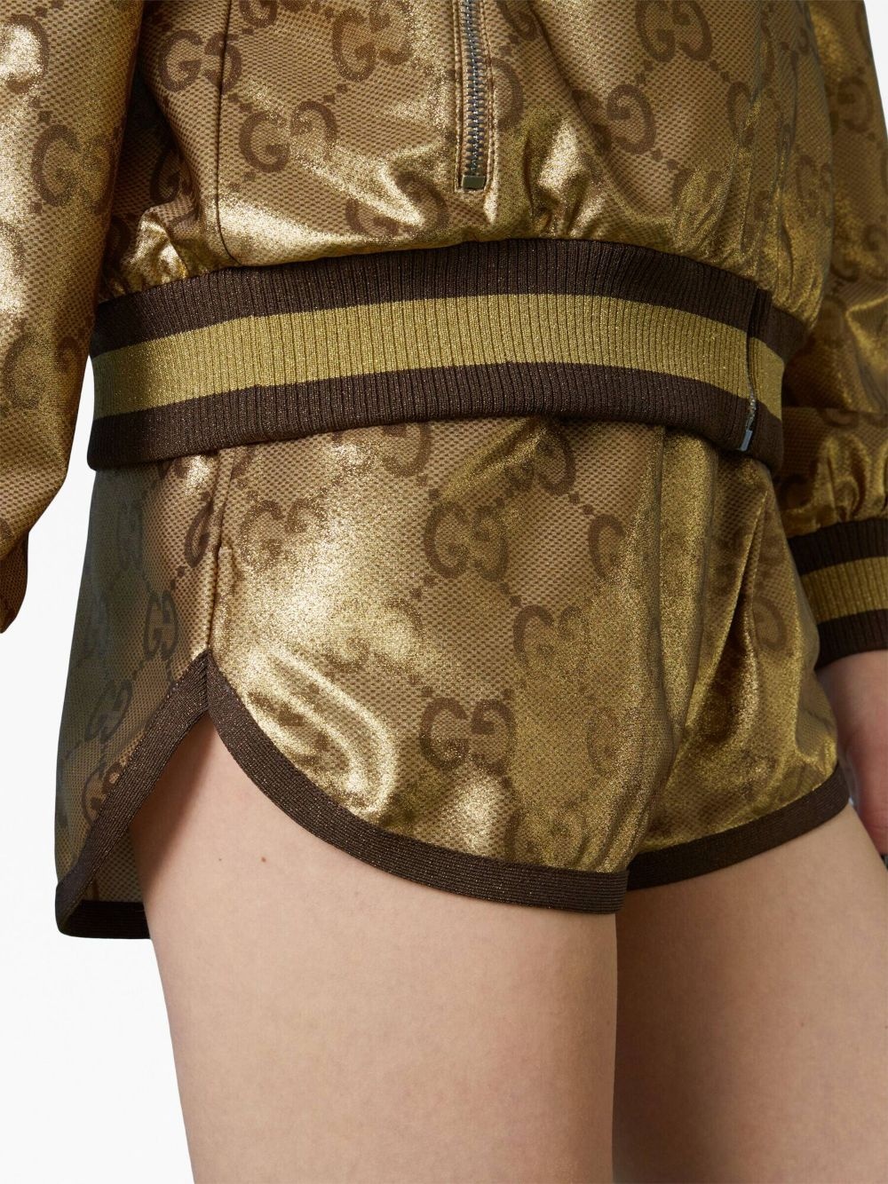 metallic monogram drawstring shorts - 5