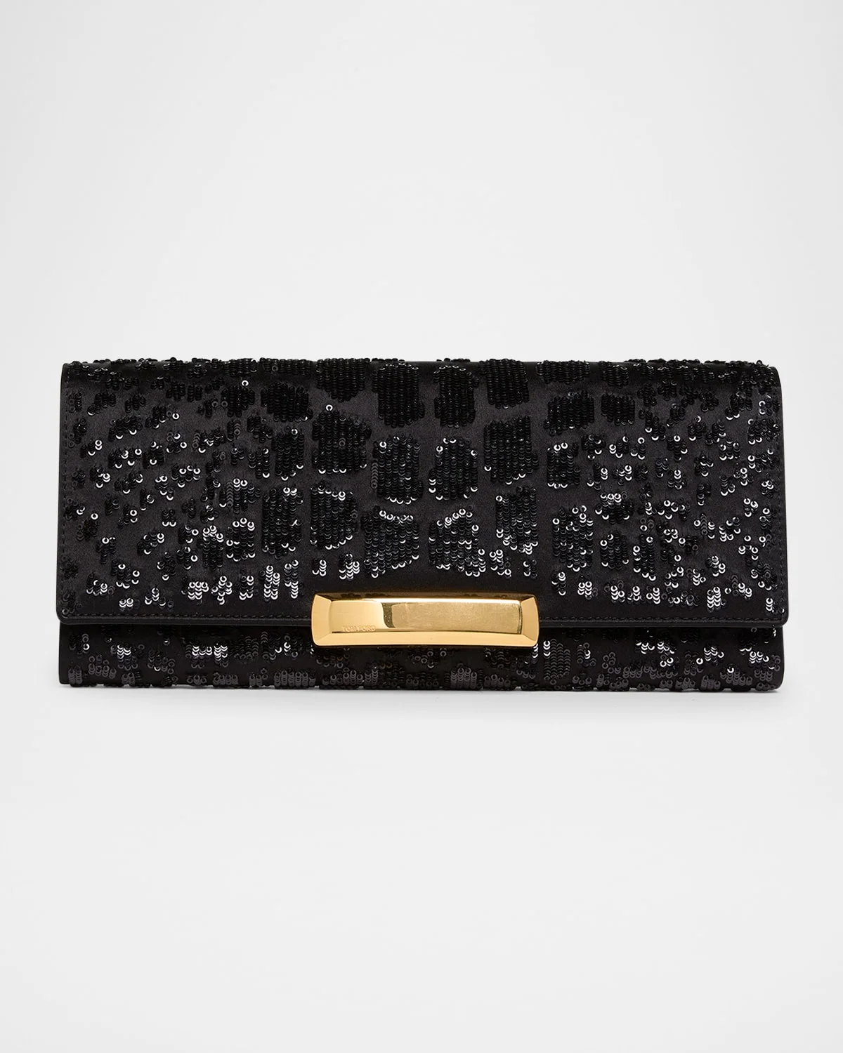 Bar Croc-Effect Sequin Clutch Bag in Viscose and Leather - 1