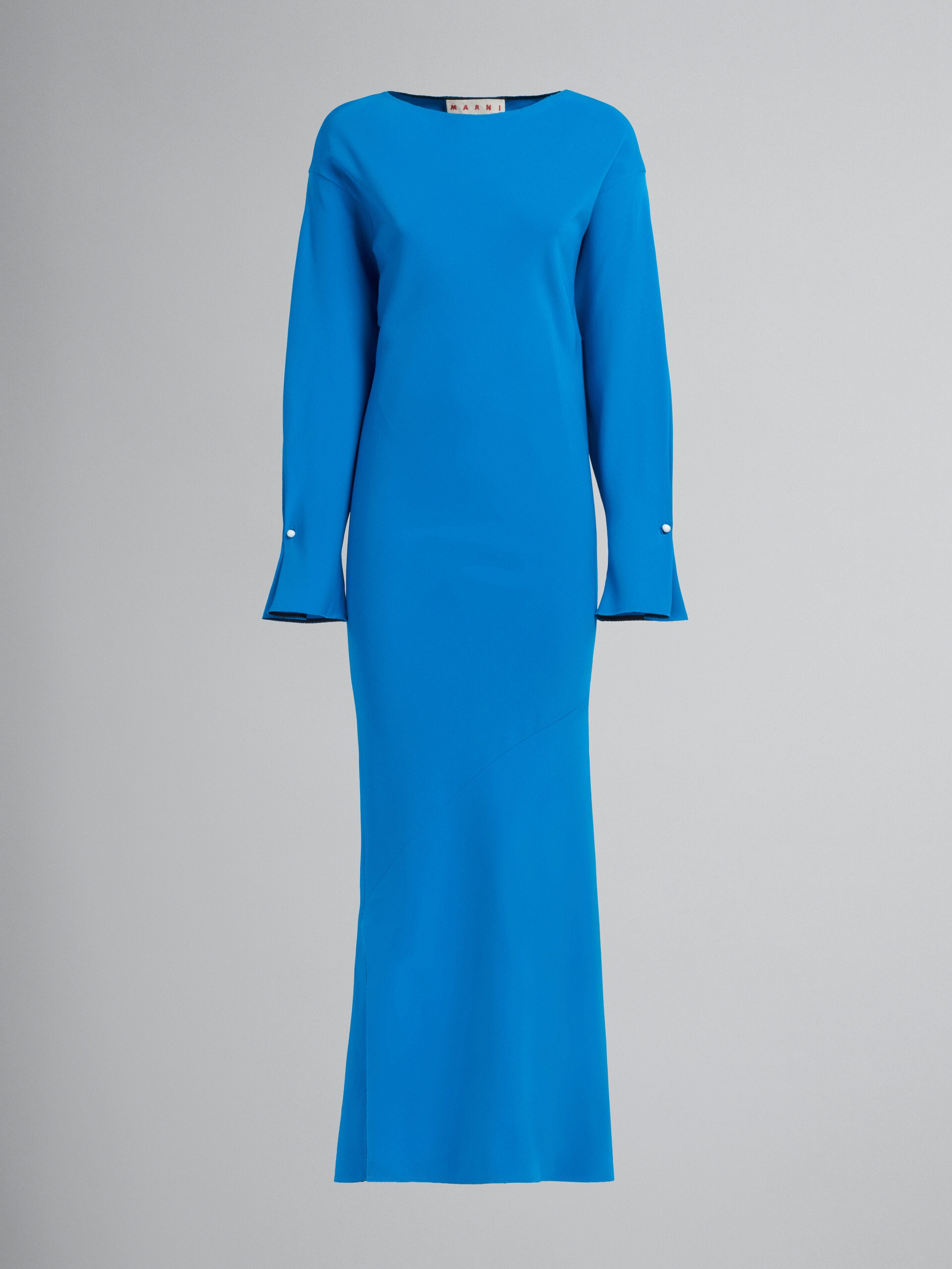 BLUE STRETCH CADY LONG DRESS - 1