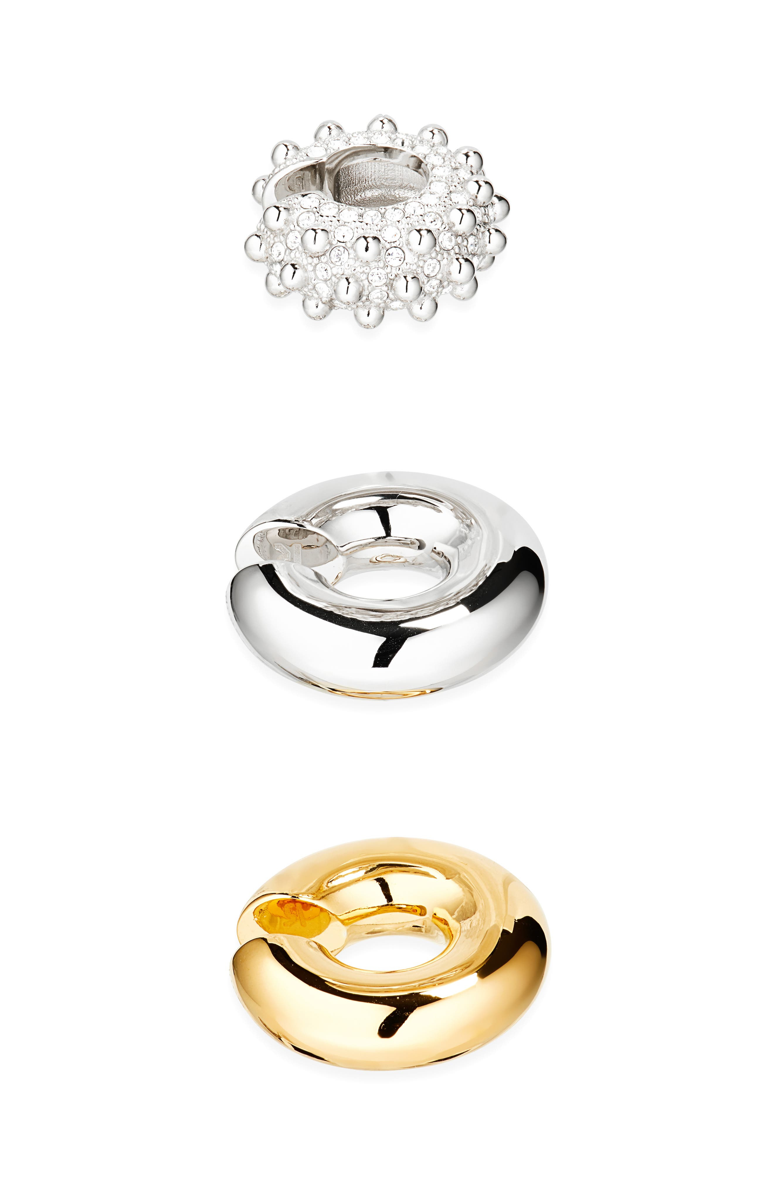 Rabanne Set of 3 Assorted Ear Cuffs in Silver /Crystal at Nordstrom - 4