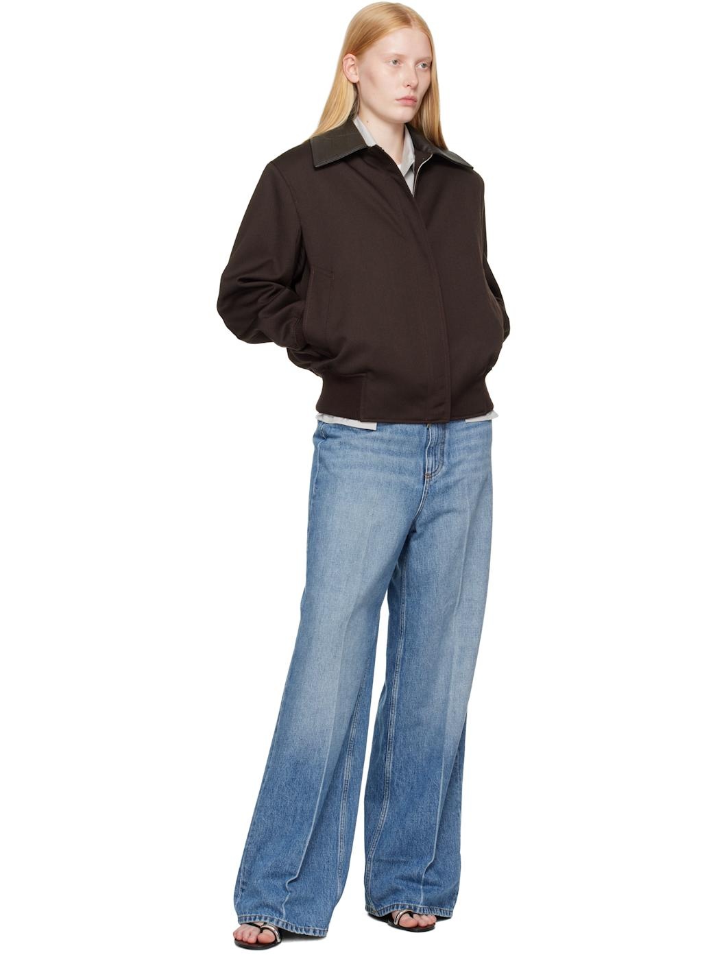Blue Faded Wide-Leg High-Rise Jeans - 4