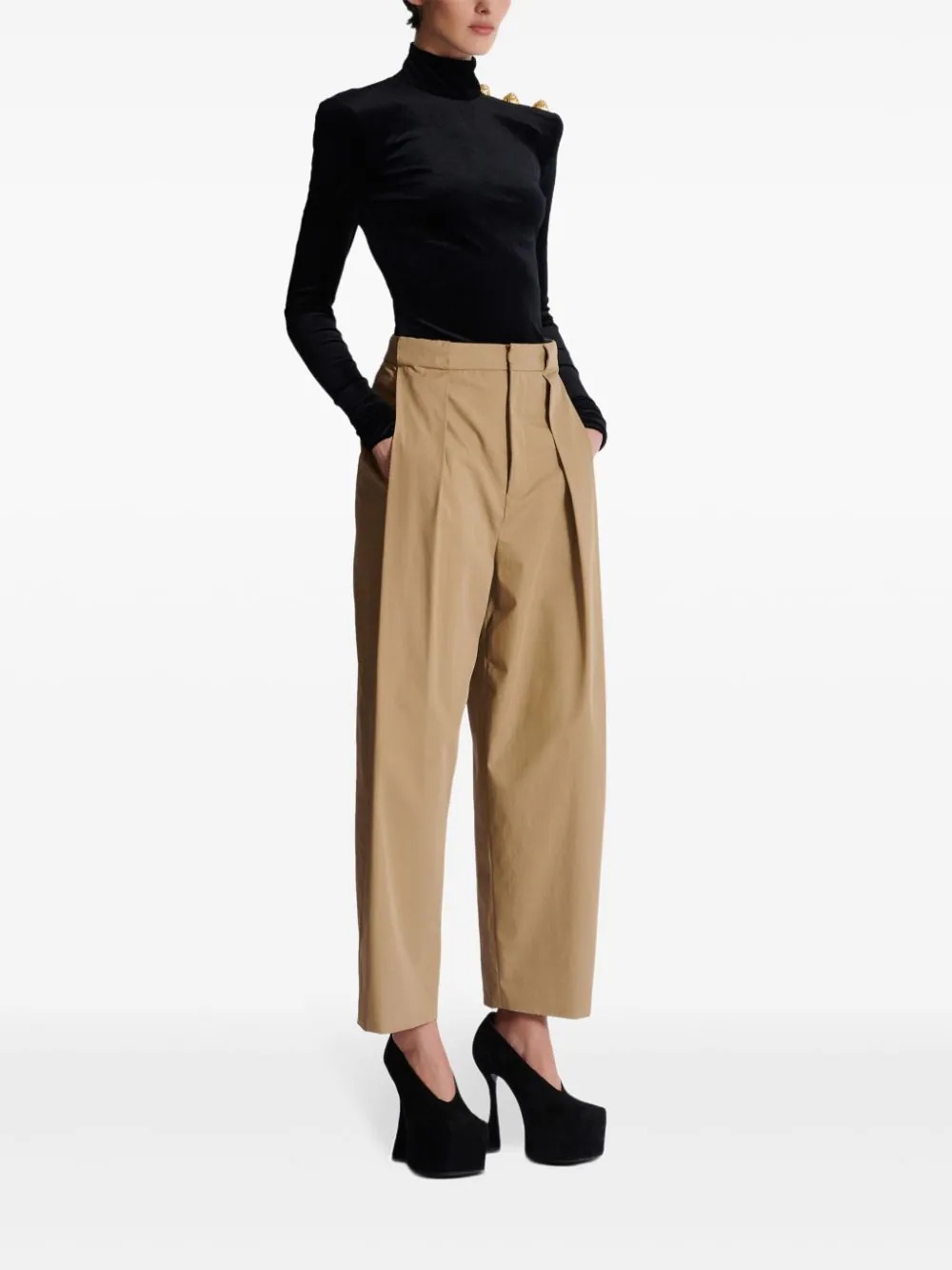 Pleated Loose Cotton Pants - 3