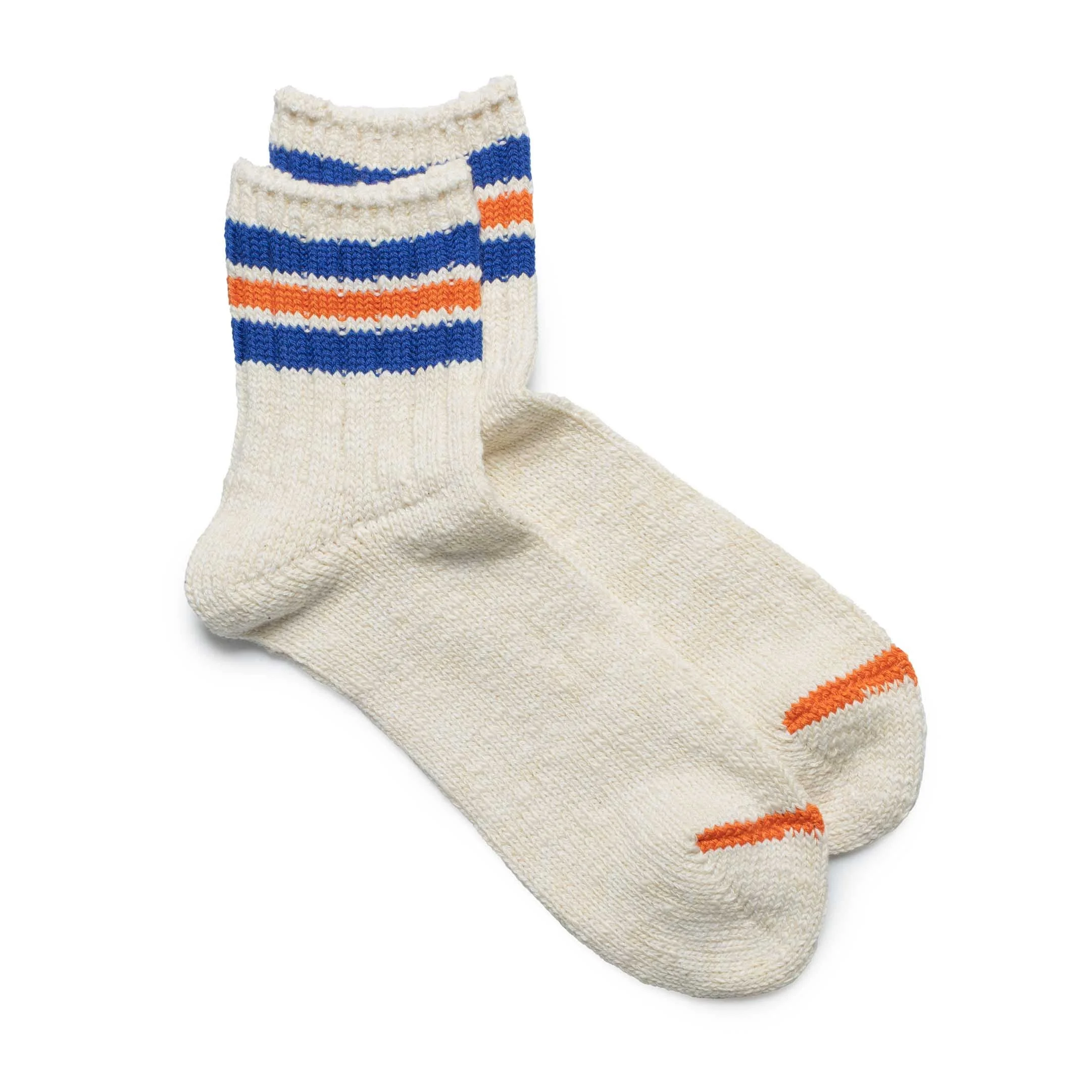 Anonymous Ism 3Line Slub Q Sock Ivory x Blue X Orange - 1