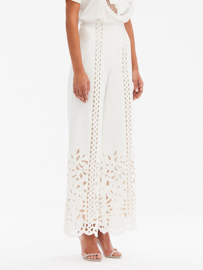 FLORAL TRELLIS GUIPURE WIDE LEG PANT 4