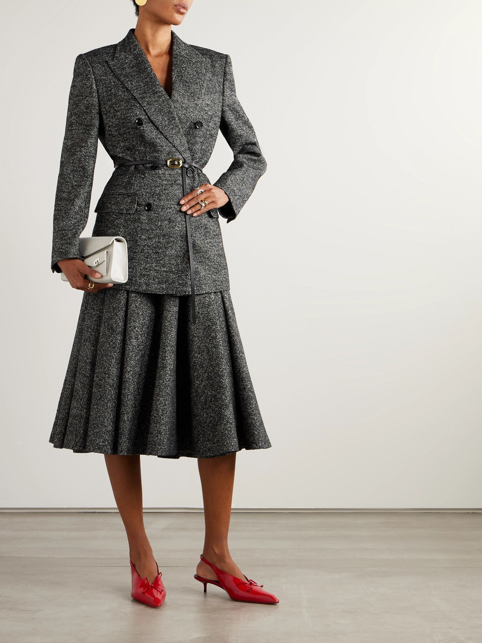 Wool-blend midi skirt Gray - 2