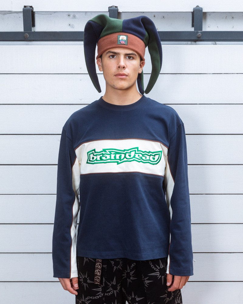 Heavyweight Paneled Long Sleeve Shirt - Navy 2