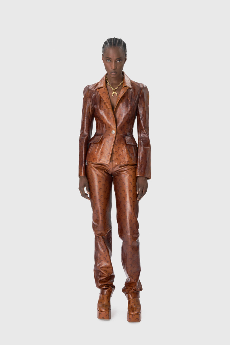 Marine Serre Moon Airbrushed Leather Fitted Jacket outlook