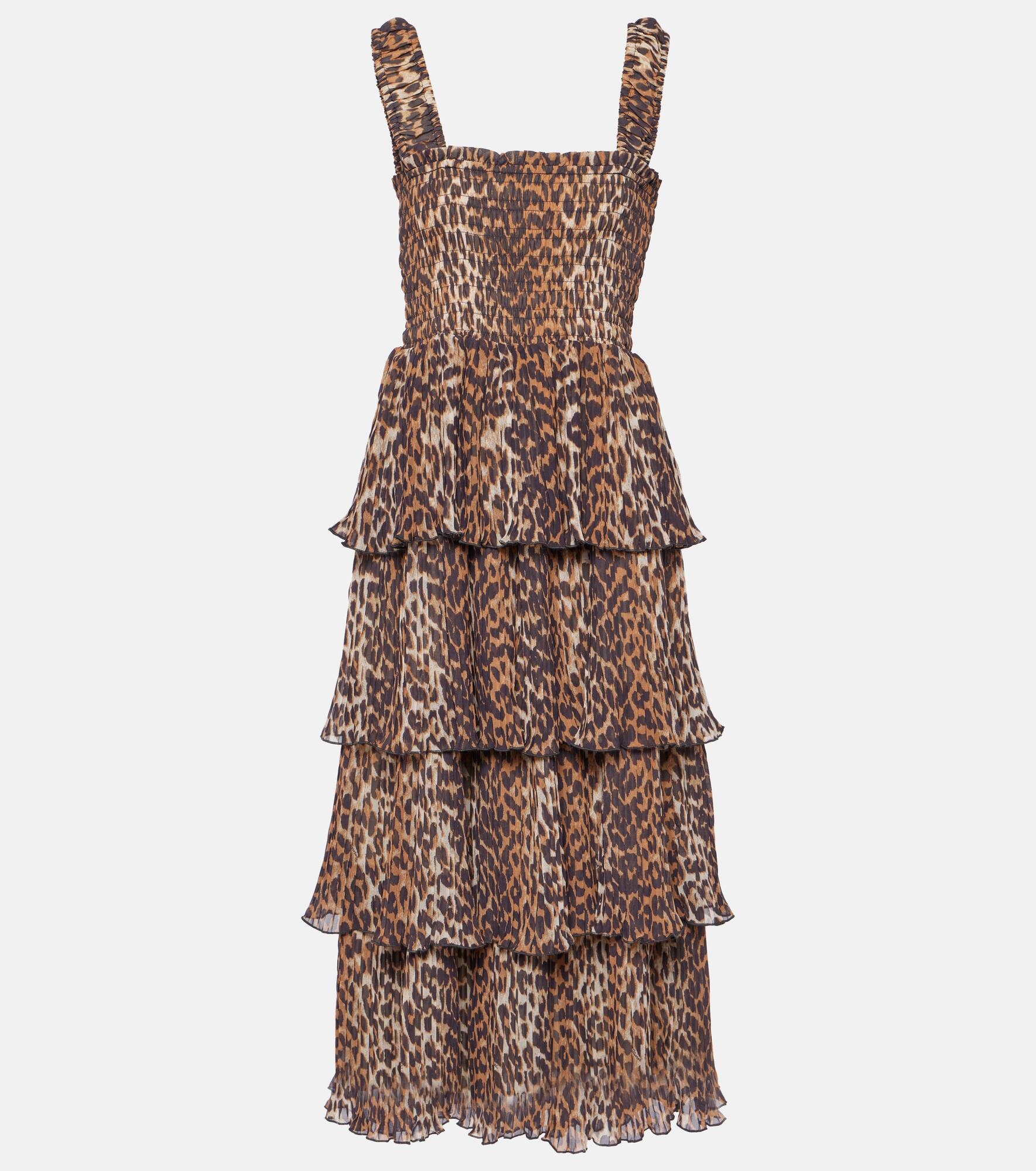 Leopard-print georgette midi dress - 1