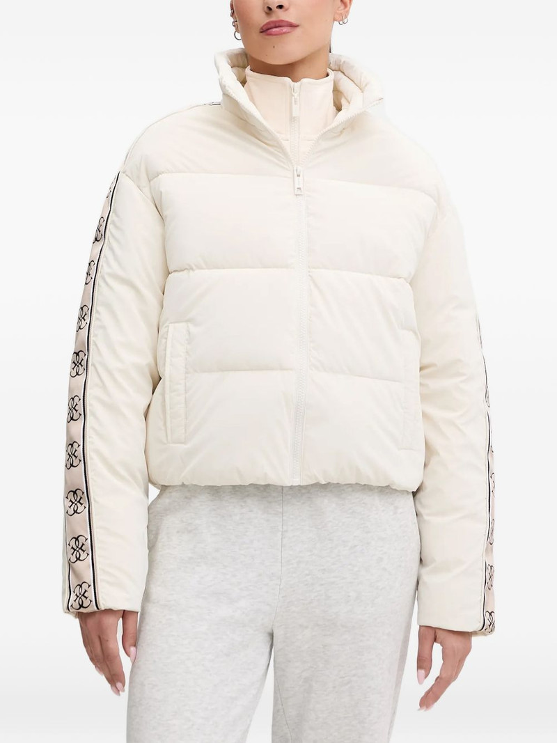 patterned-trim puffer jacket 1