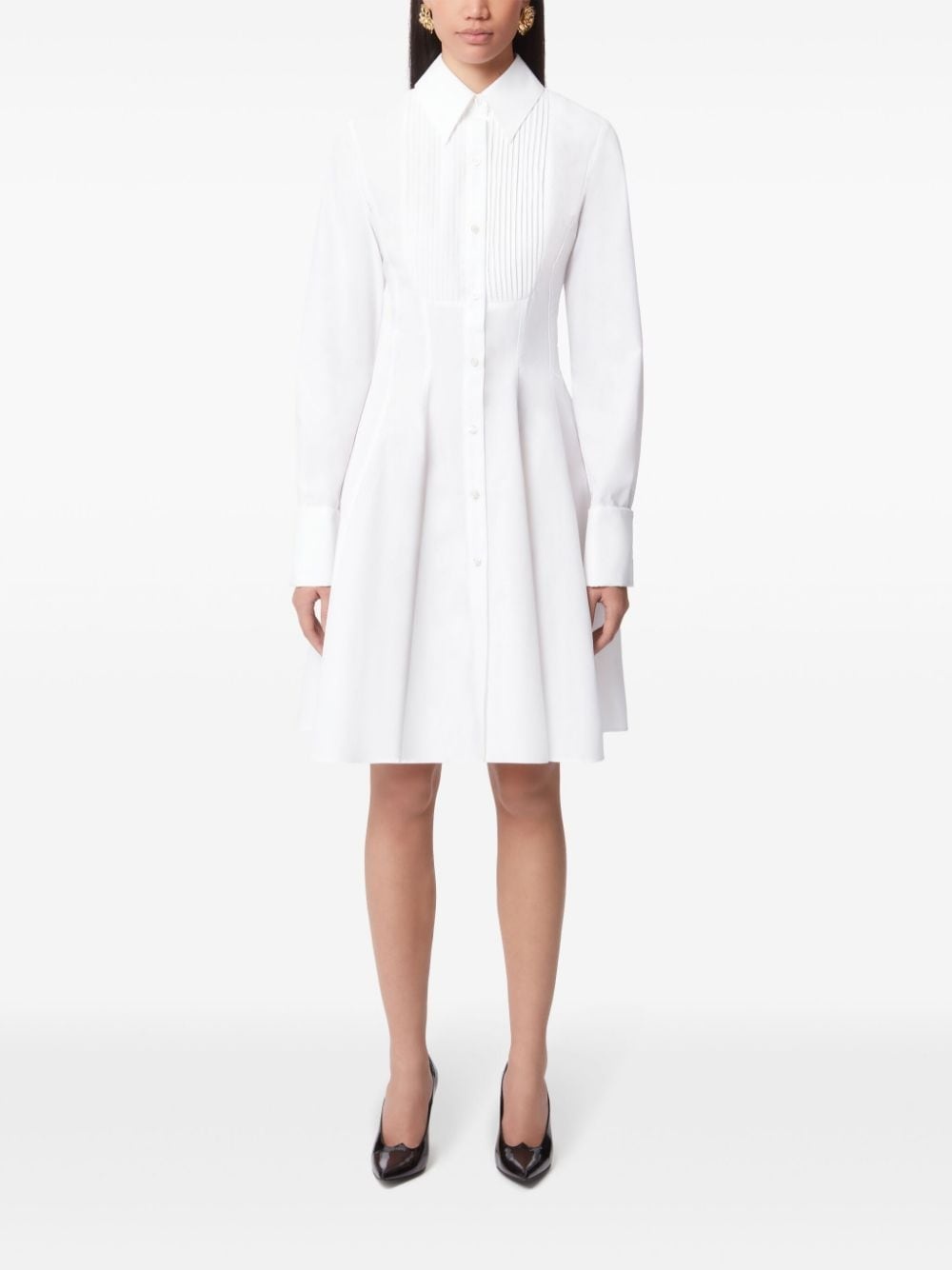 pintuck-detailing poplin shirt dress - 2