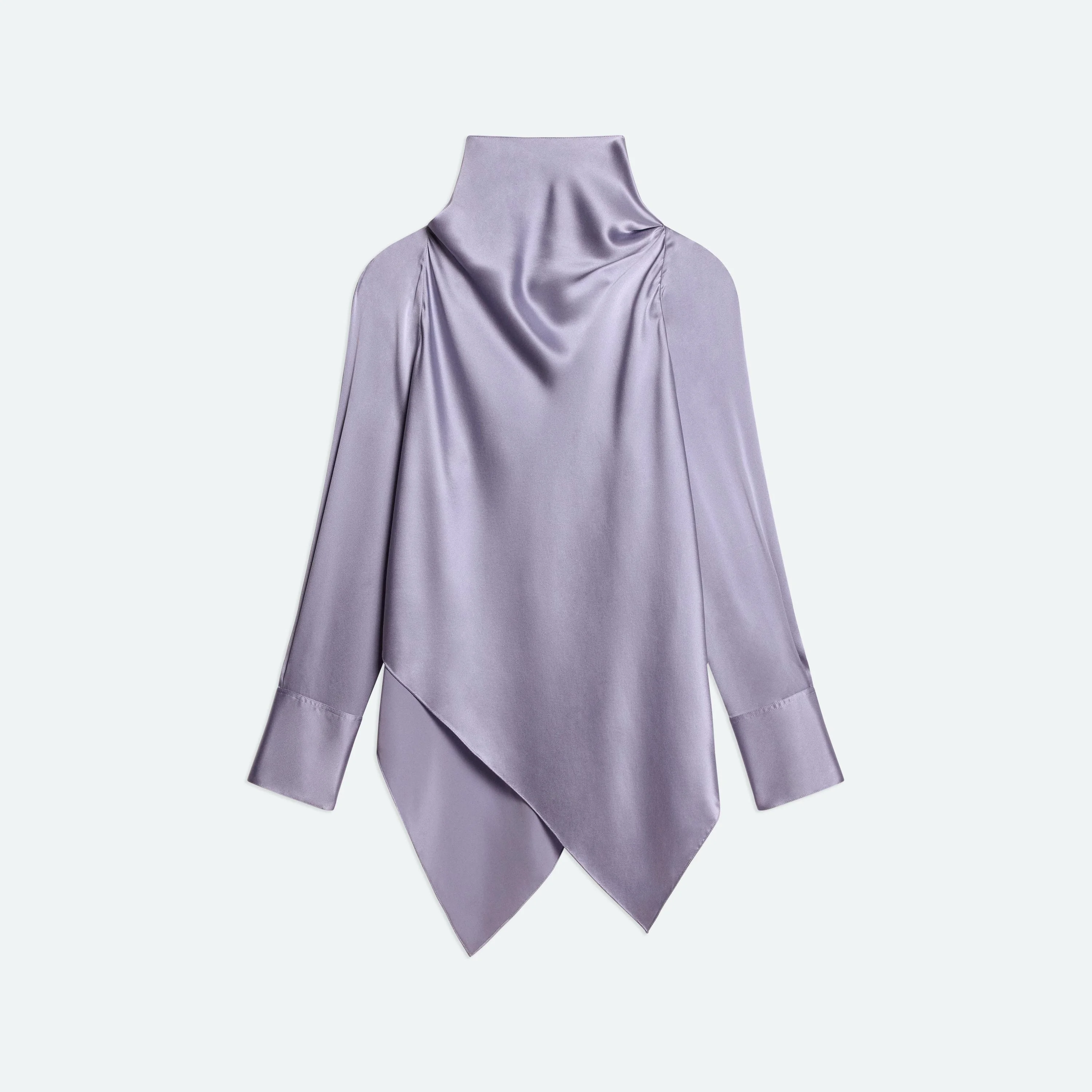 SILK TIE-NECK LONG-SLEEVE TOP - 1