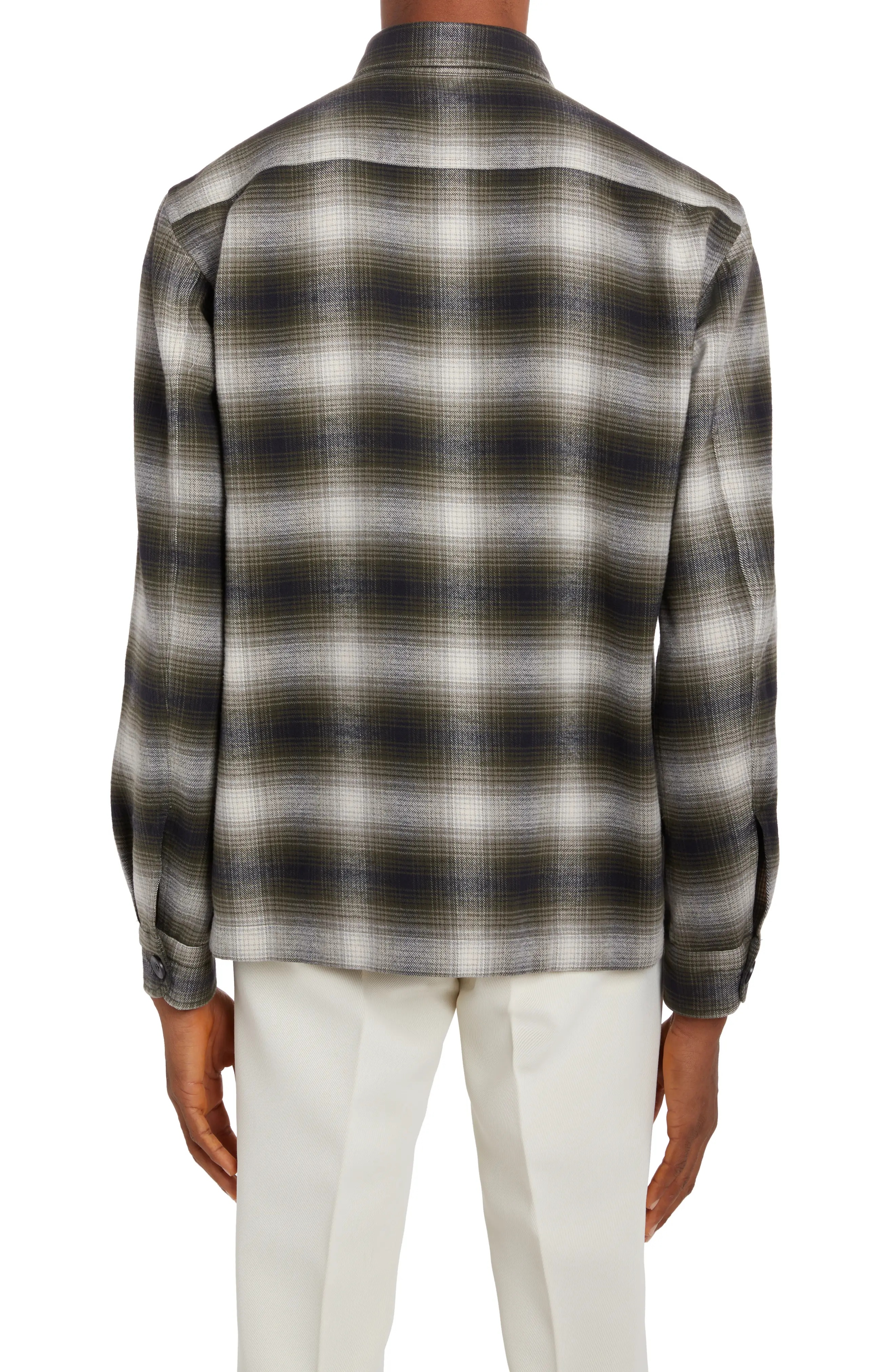 Ombré Plaid Cotton Shirt Jacket - 2