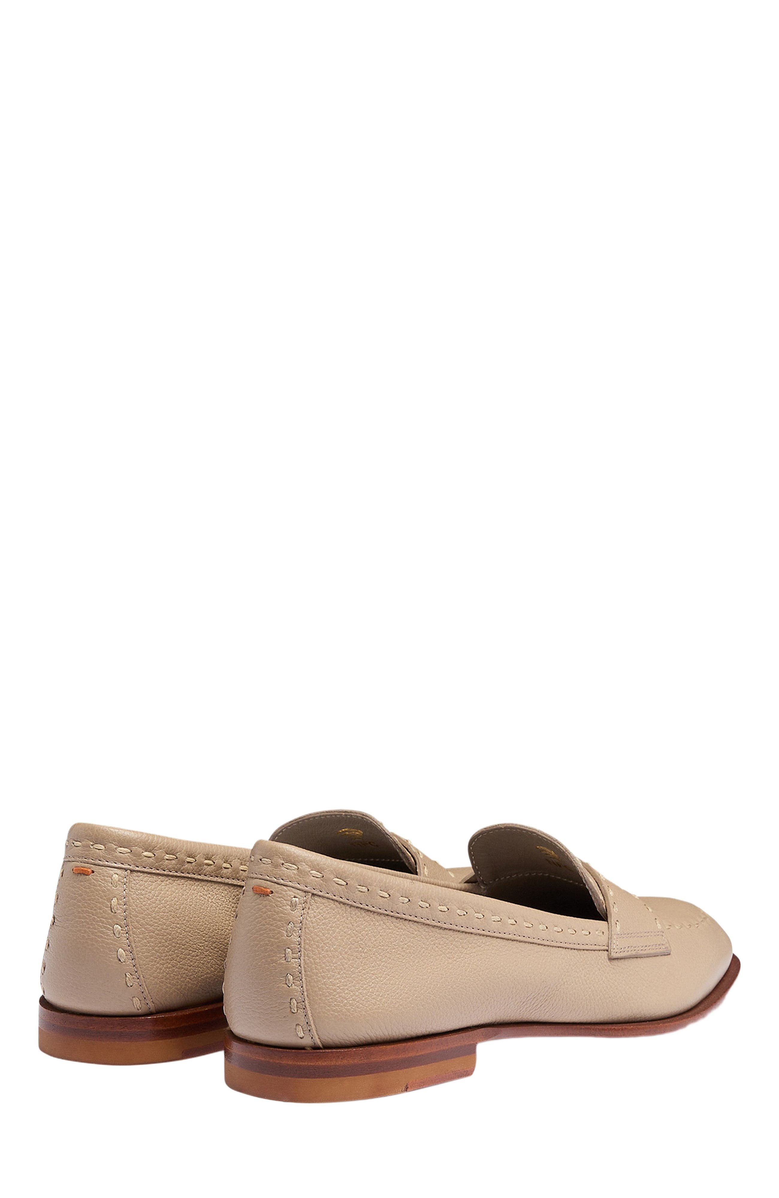 Santoni Women's tumbled leather penny loafer in Natural at Nordstrom - 4