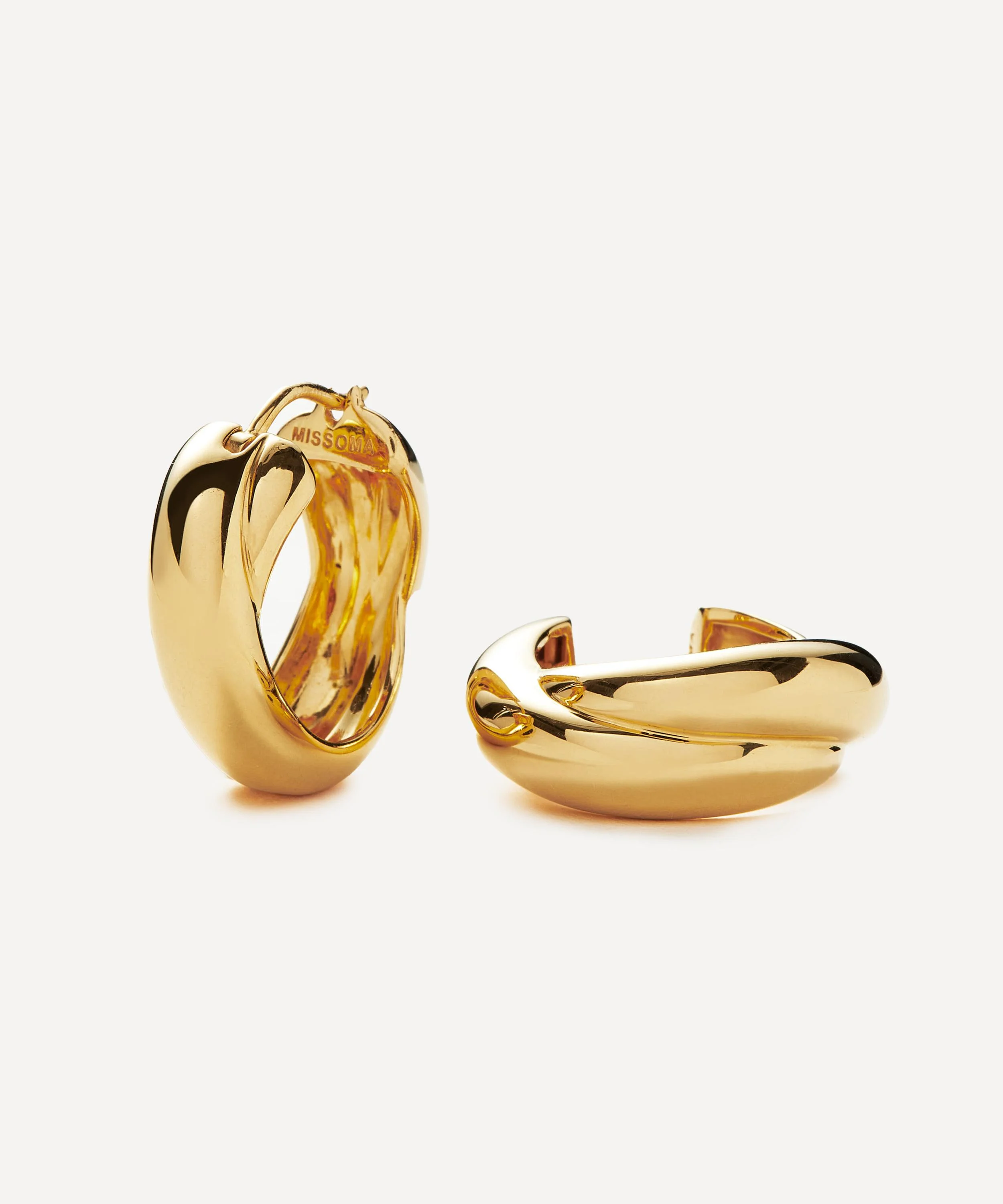 X Lucy Williams 18ct Gold-Plated Chunky Medium Entwine Hoop Earrings - 1