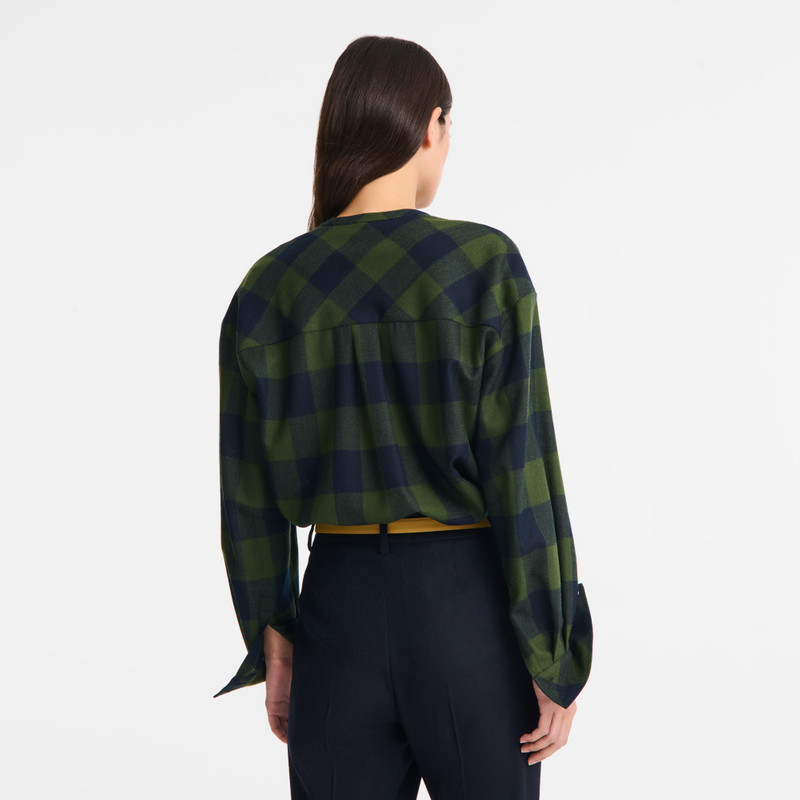 Longchamp Shirt Navy/Fir - Jacquard wool outlook