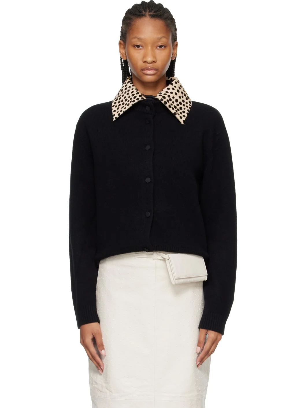 Black Cheetah Collar Cardigan - 1