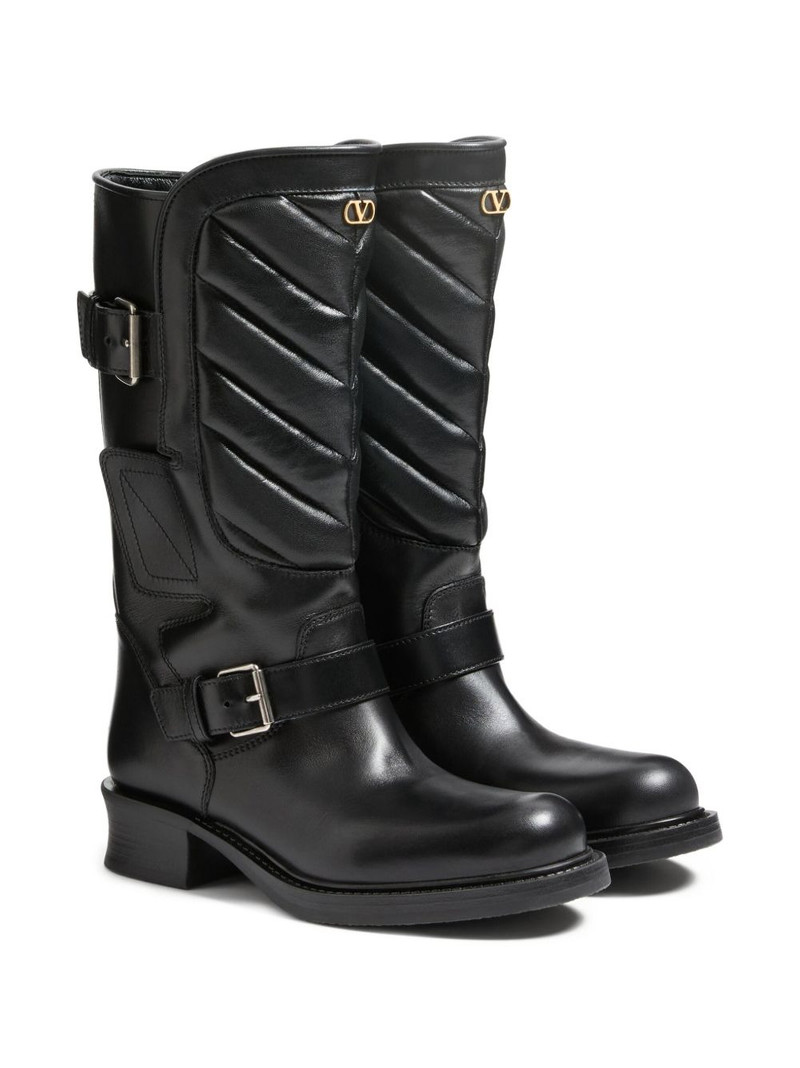Valentino 40mm Rayons chevron leather biker boots outlook