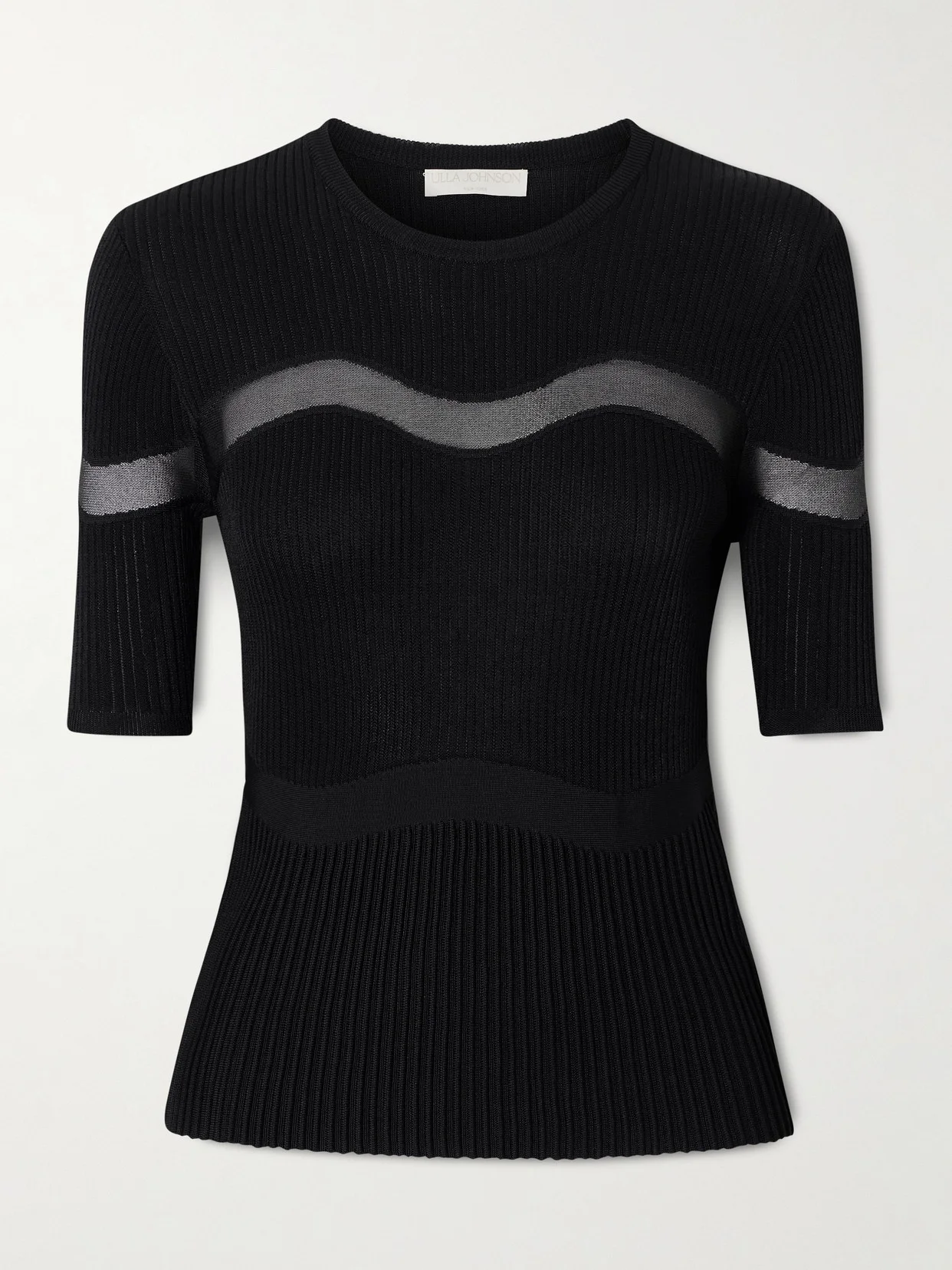 Ayla Mesh-paneled Ribbed-knit Top - 1