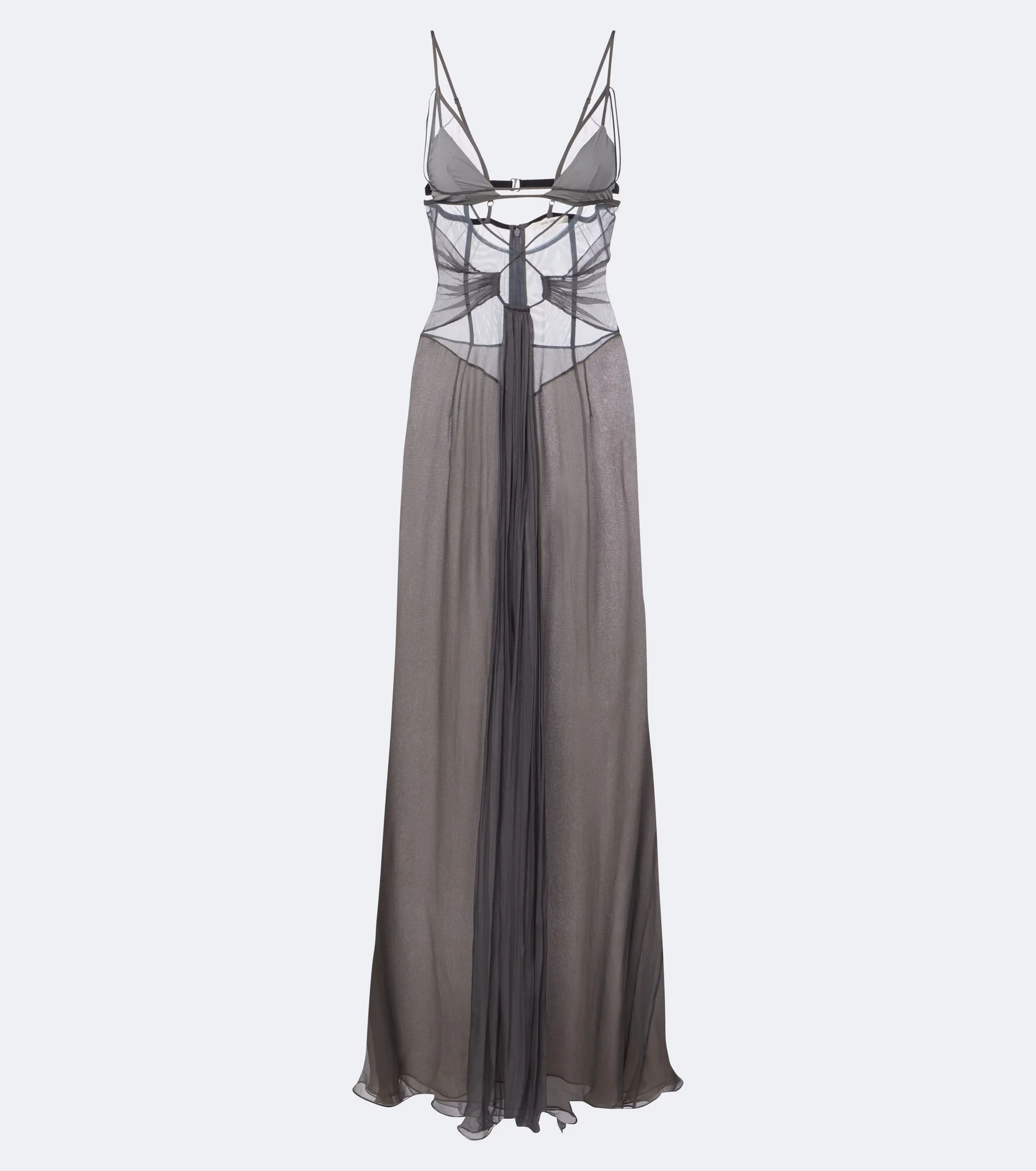 Cutout sheer silk gown - 1