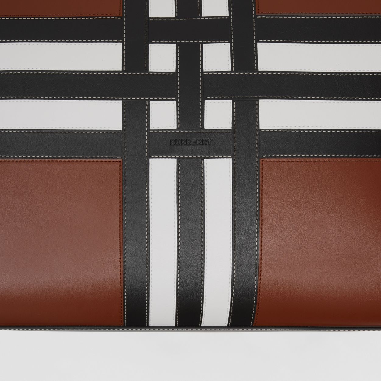 Exaggerated Check Leather Tote - 2
