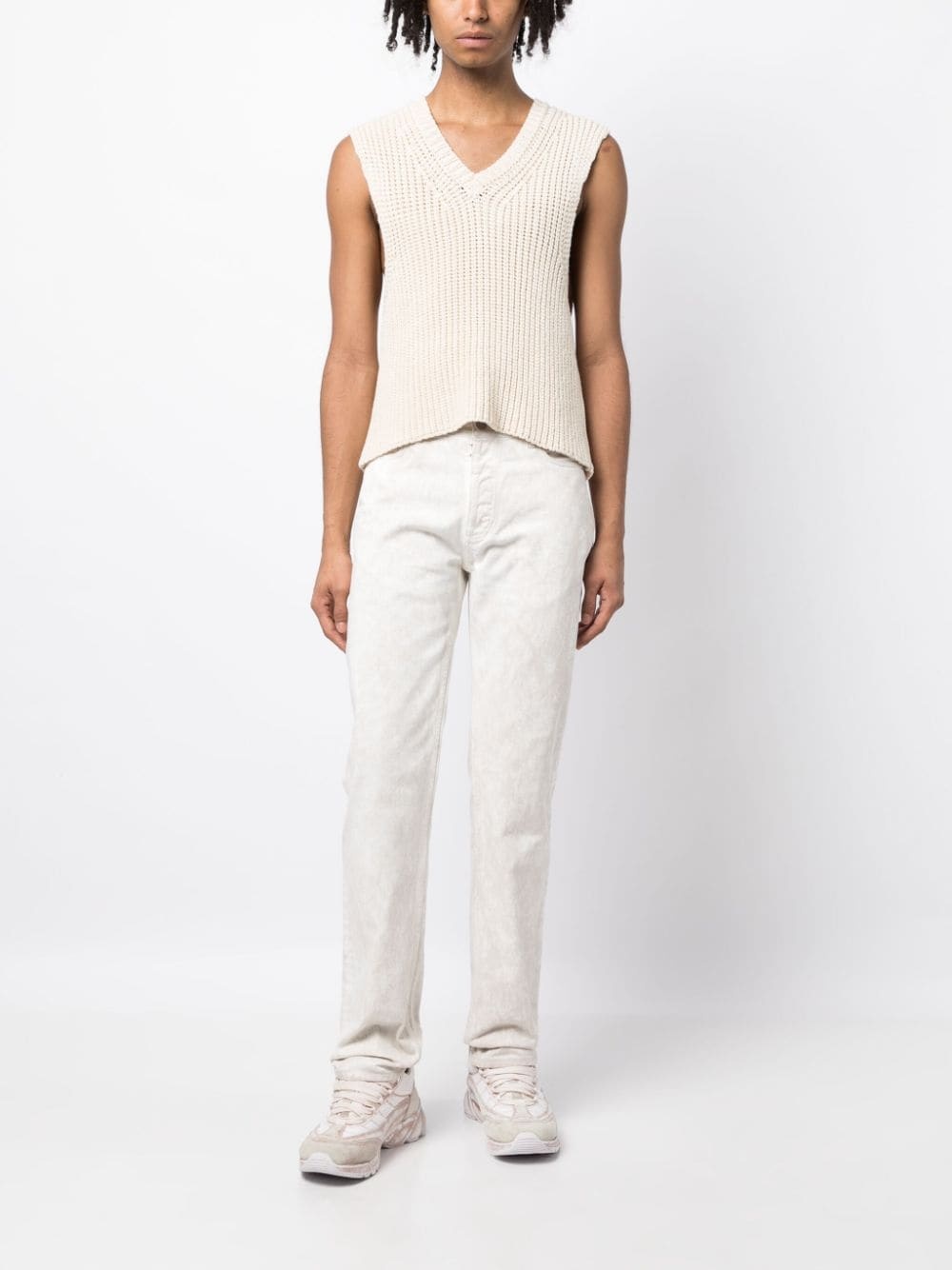 bleached-wash slim-cut jeans - 2