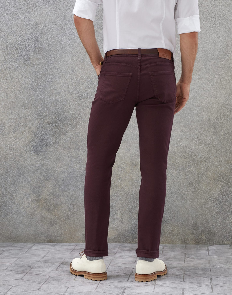 Brunello Cucinelli Dyed comfort lightweight denim traditional fit five-pocket trousers outlook
