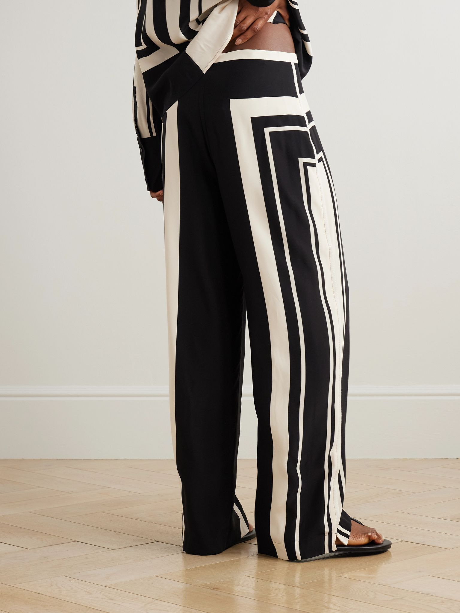 Pietra printed silk-crepe wide-leg pants Multi - 3