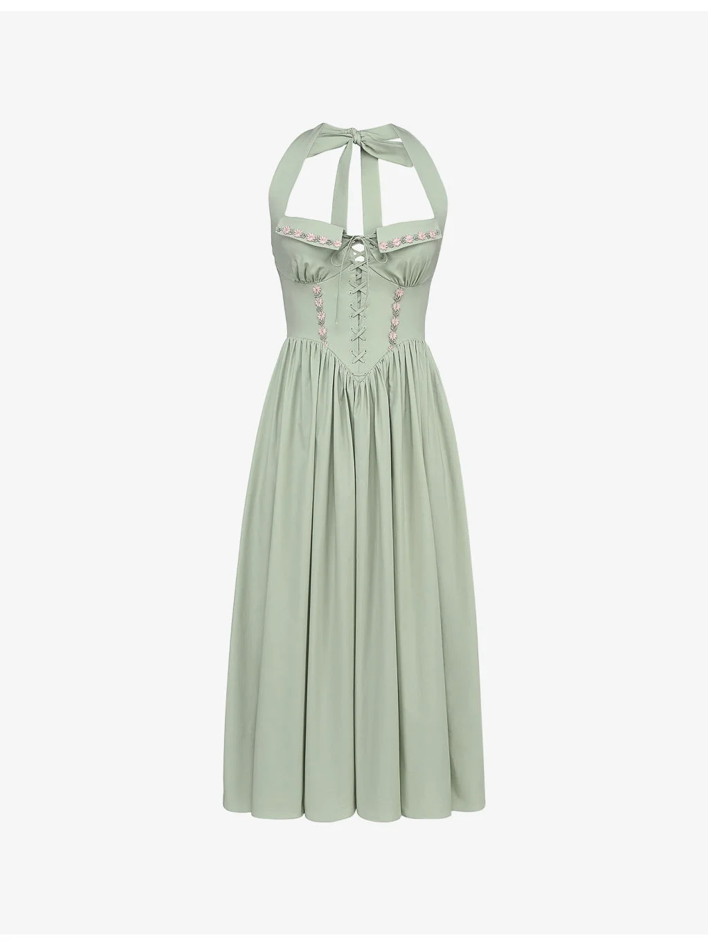 Emilia Halter-Neck Cotton Midi Dress - 1