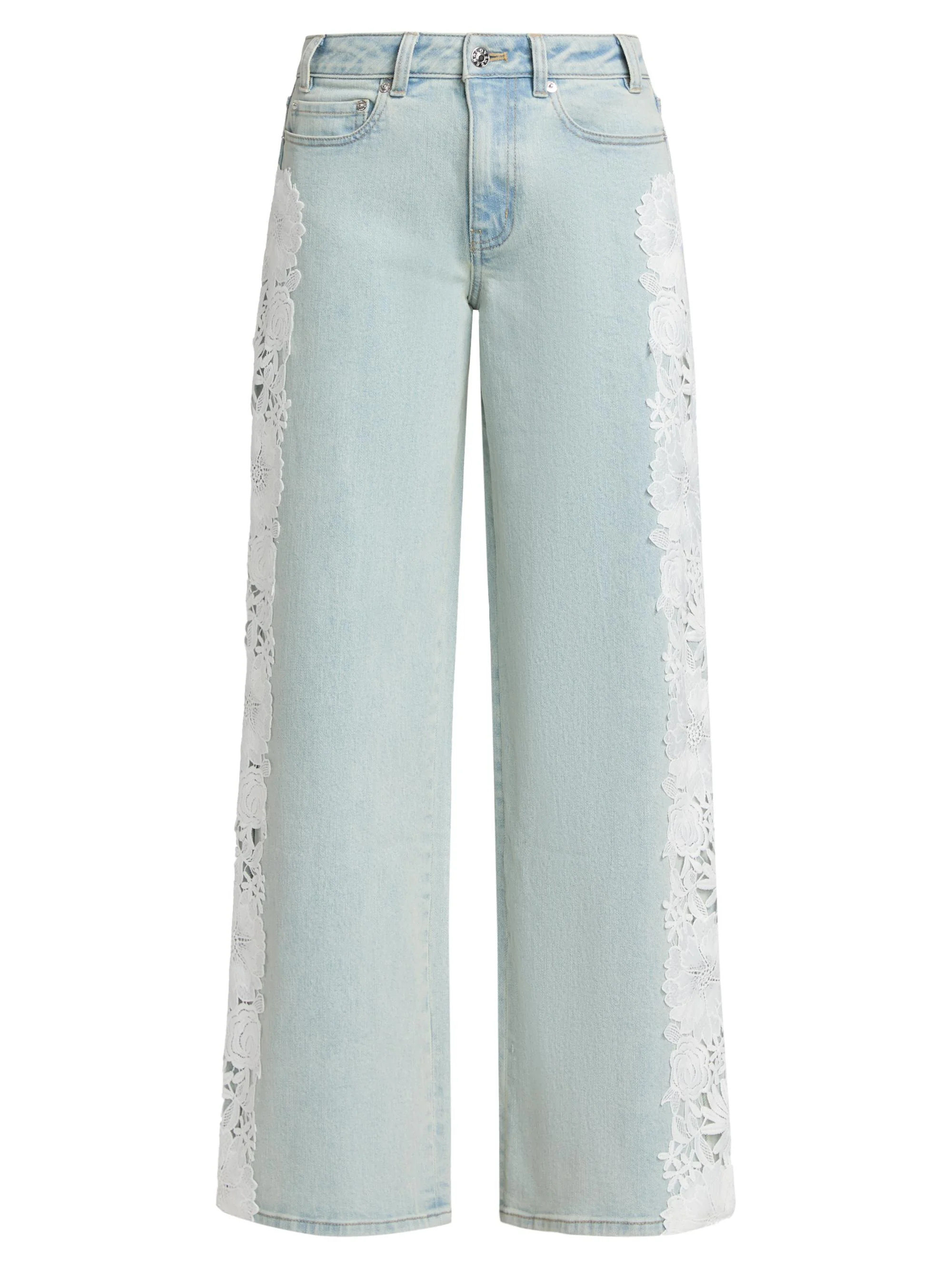 Women's Esme Lace Appliqué Jeans - Ice Blue White - 1