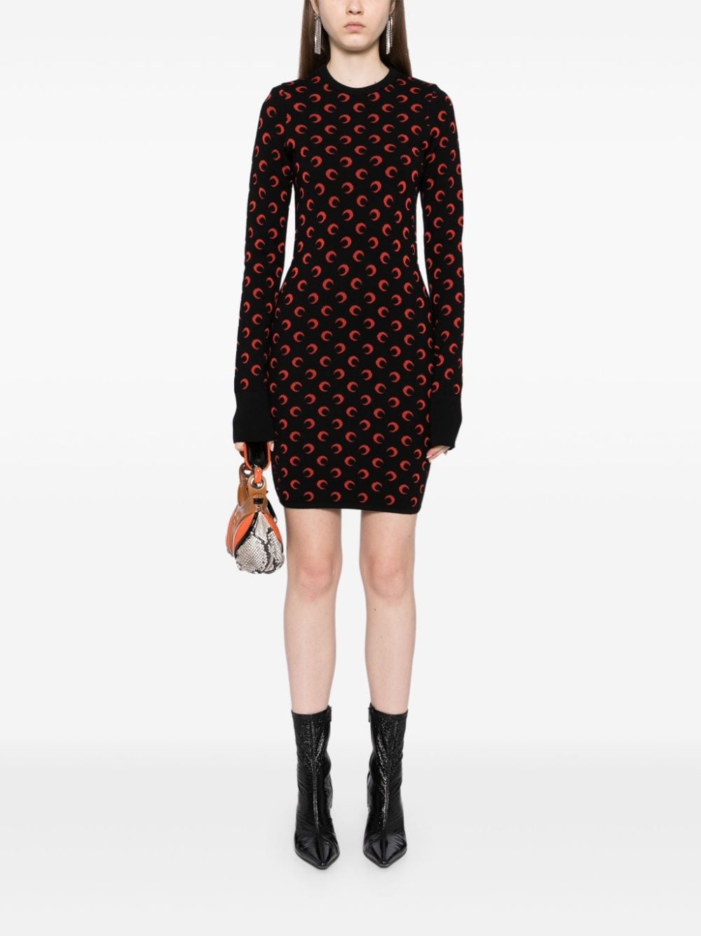 moon jacquard knitted dress - 2