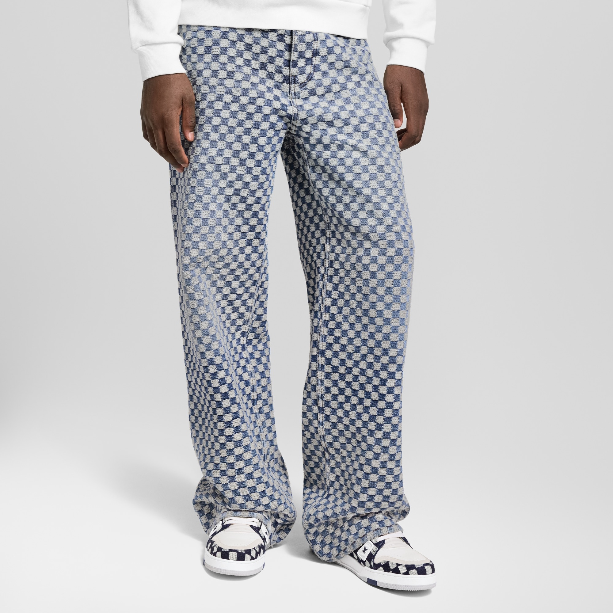 Damier Wide-Leg Jeans - 2
