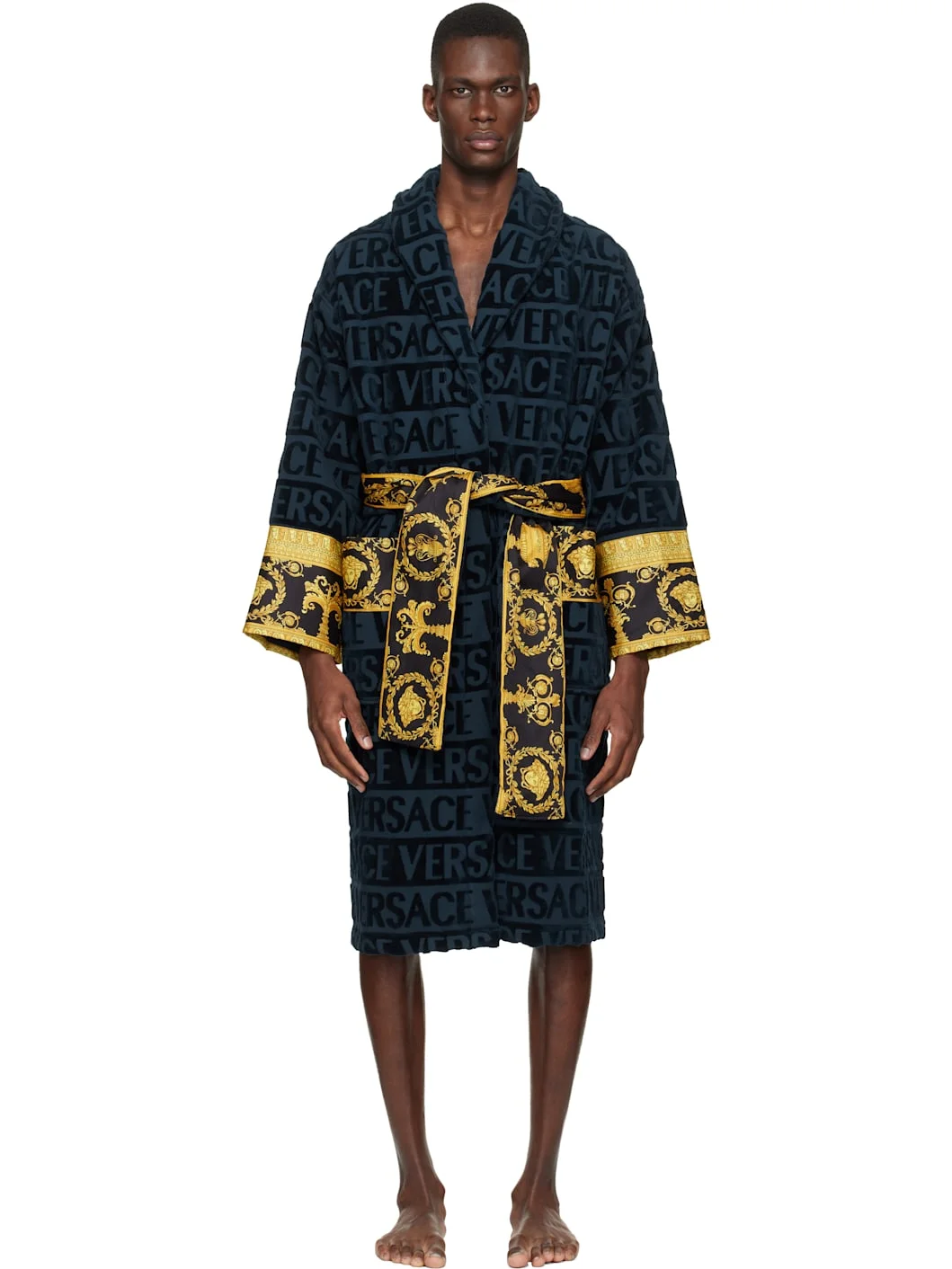 Navy 'I Heart Baroque' Bathrobe - 1
