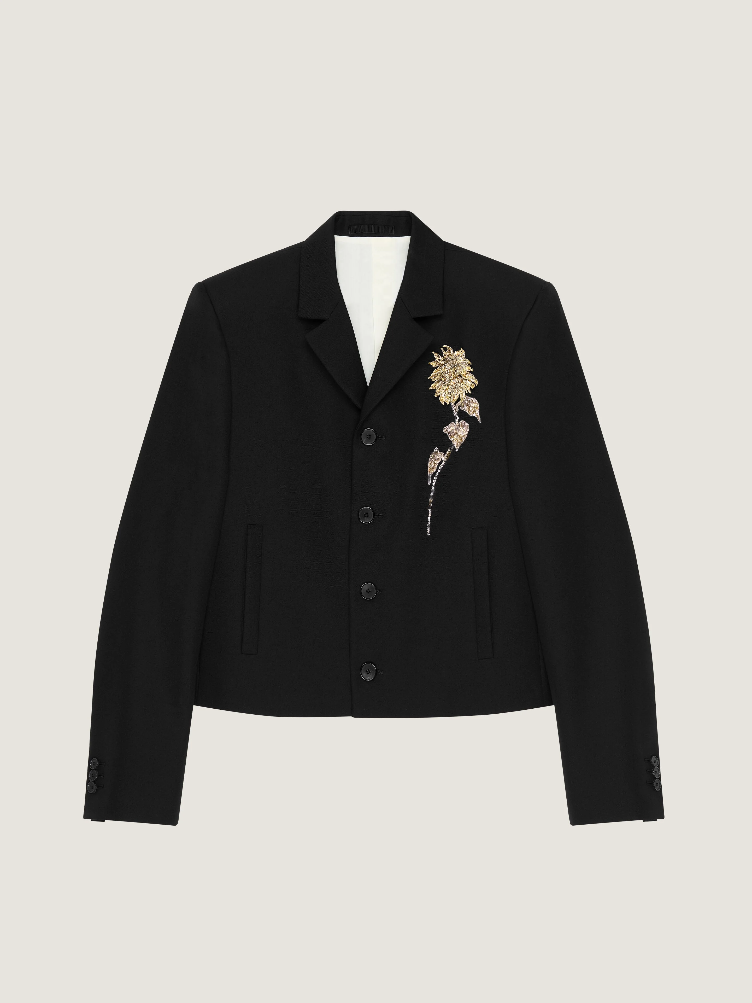 EMBELLISHED SINGLE-BREASTED CROPPED JACKET IN WOOL - 1
