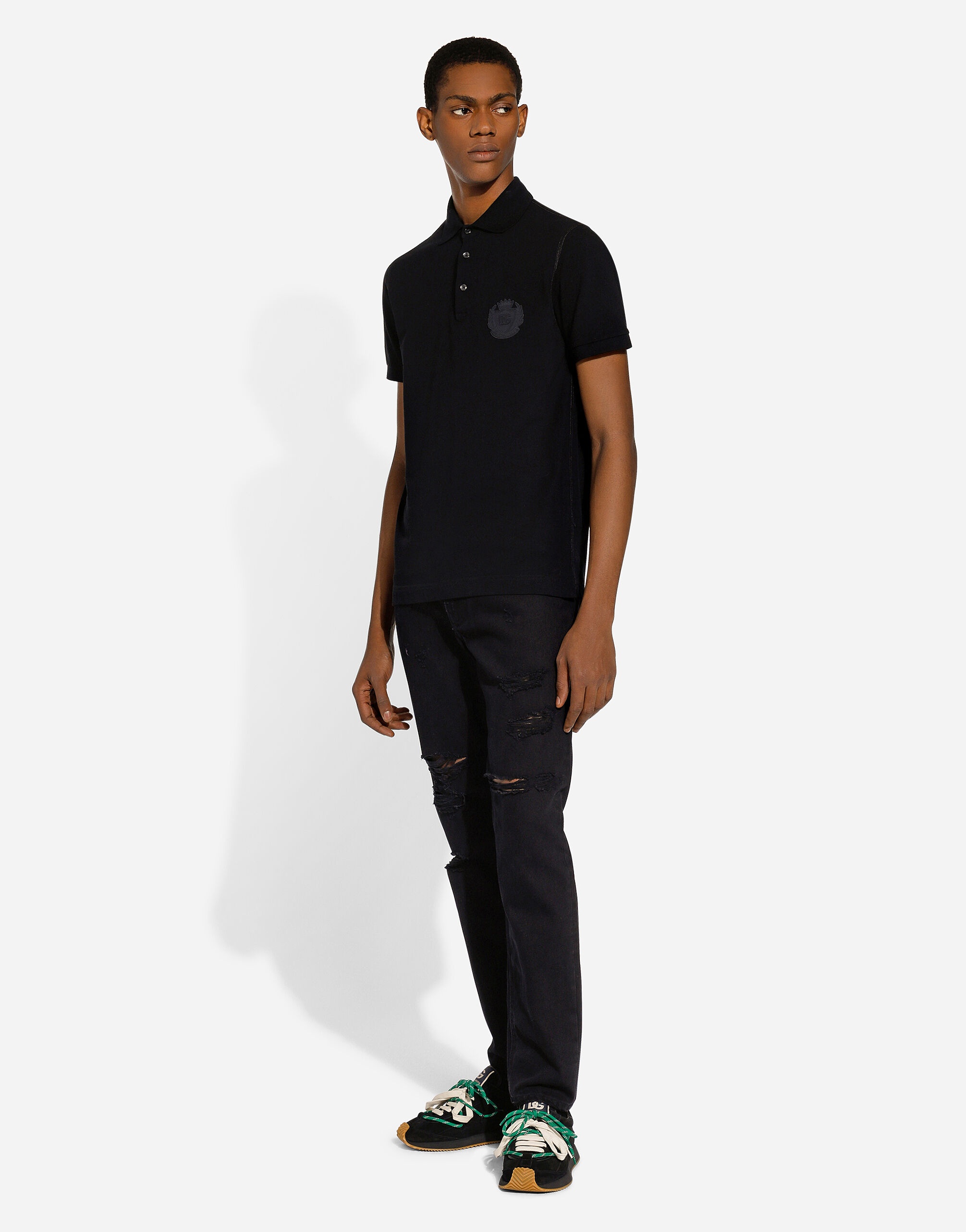 Cotton polo-shirt with DG logo embroidery - 7