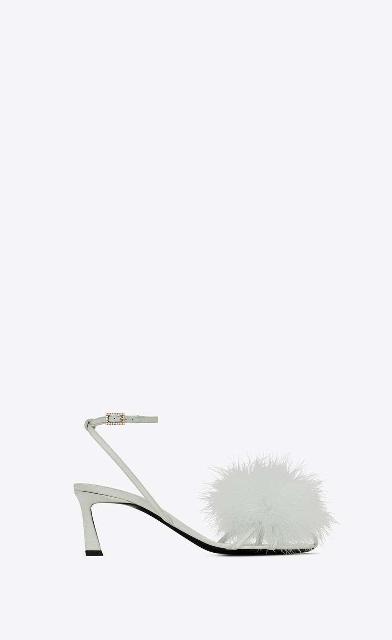 mae mules in crepe satin with feathers - 1