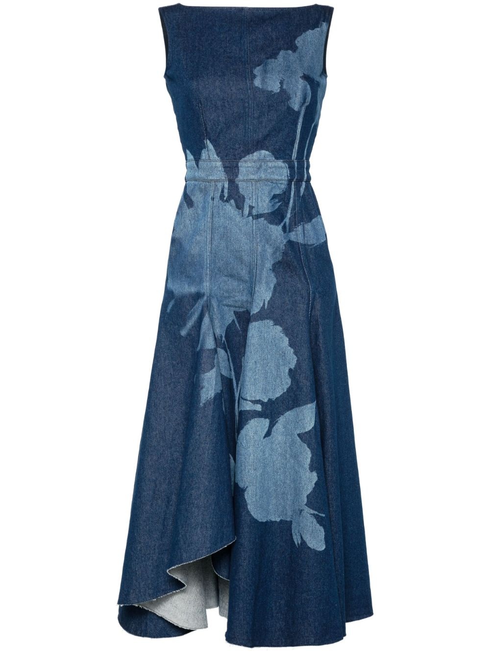 flared denim midi dress - 1