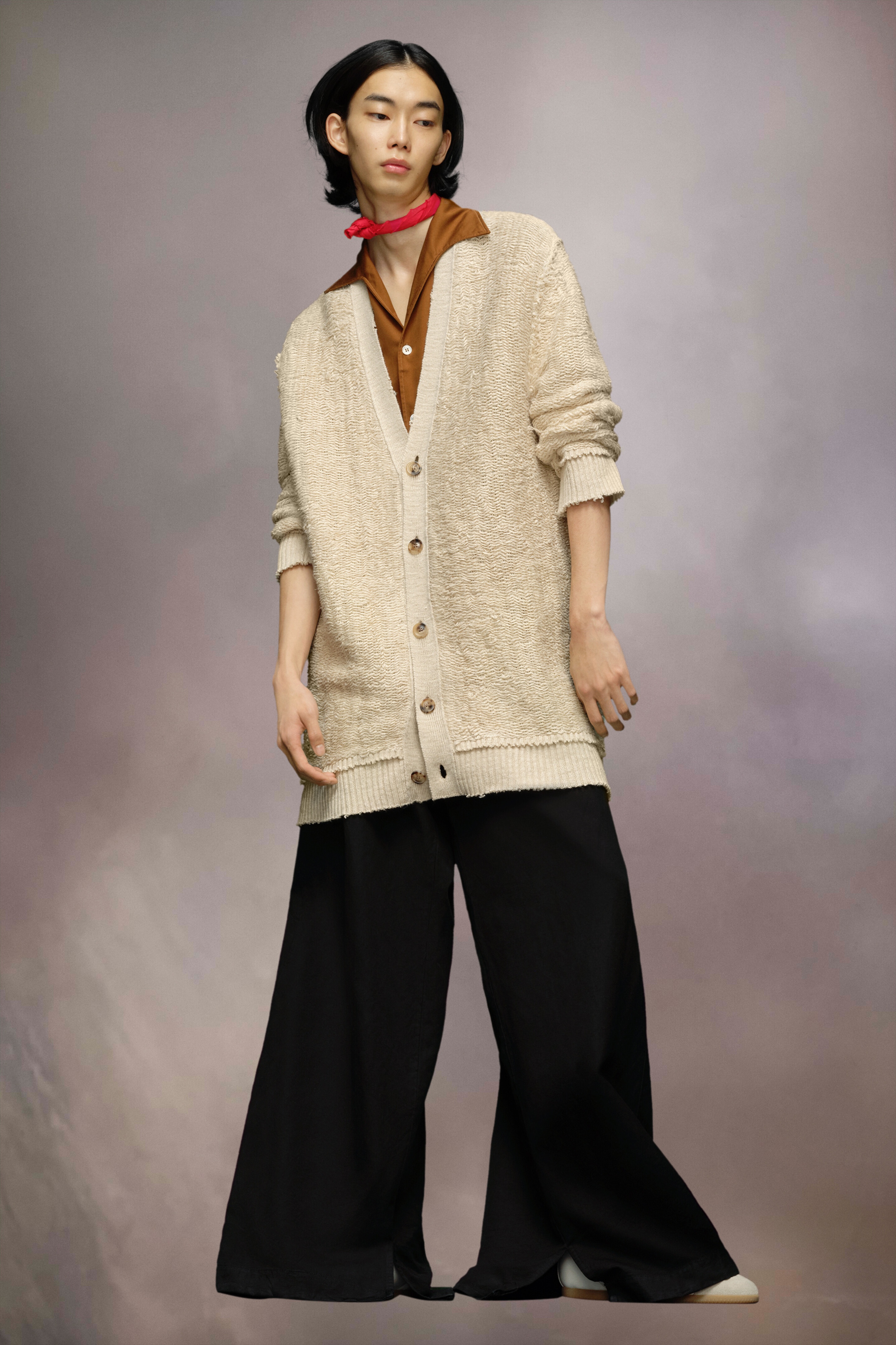 Raw woven knit cardigan - 2