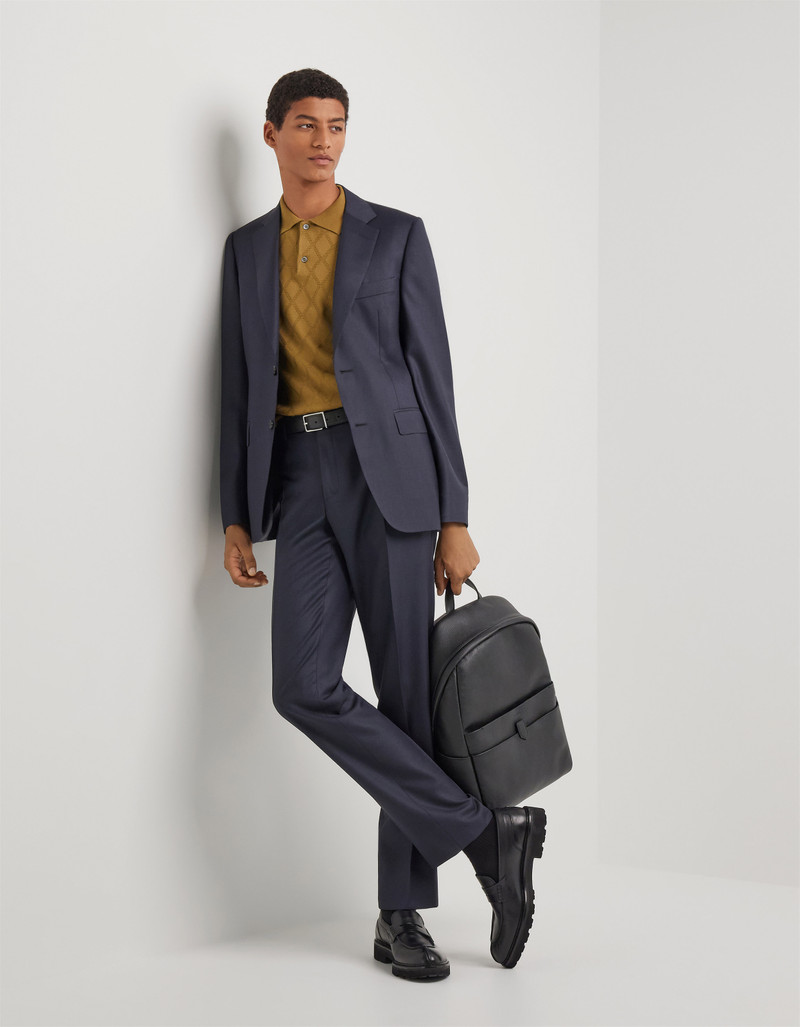 LIGHT BLUE DENIM-EFFECT WOOL REGULAR-FIT SUIT 111