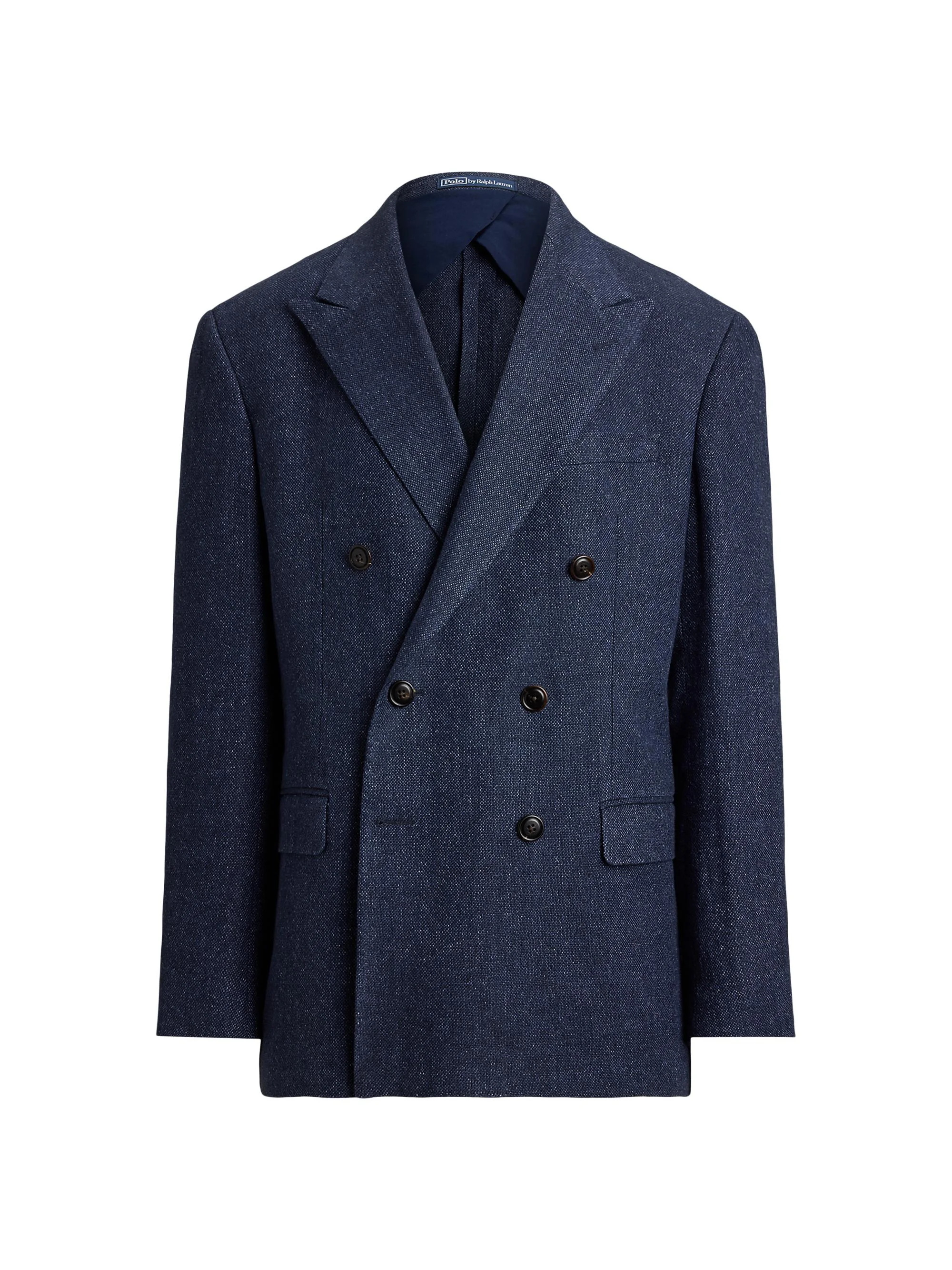 Men's Linen Double-Breasted Blazer - Navy - 1