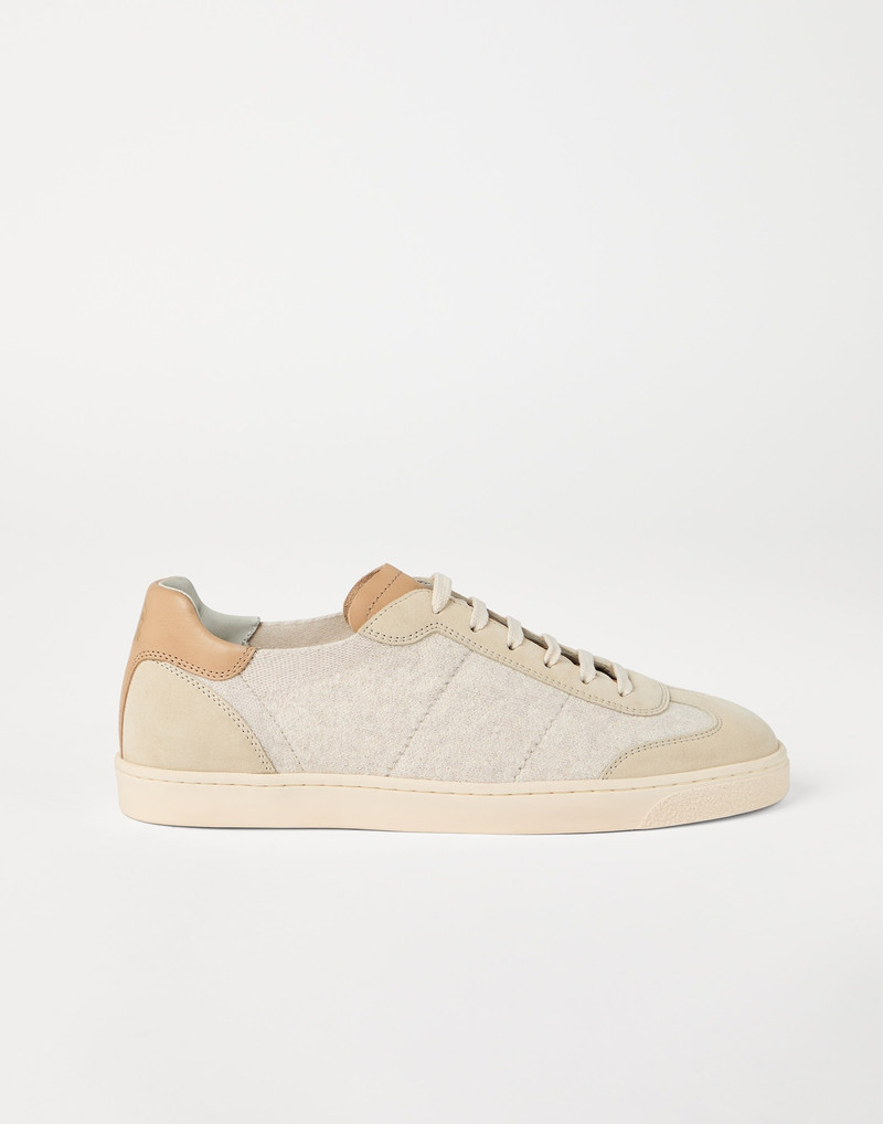 Cotton knit, washed suede and soft calfskin sneakers 5