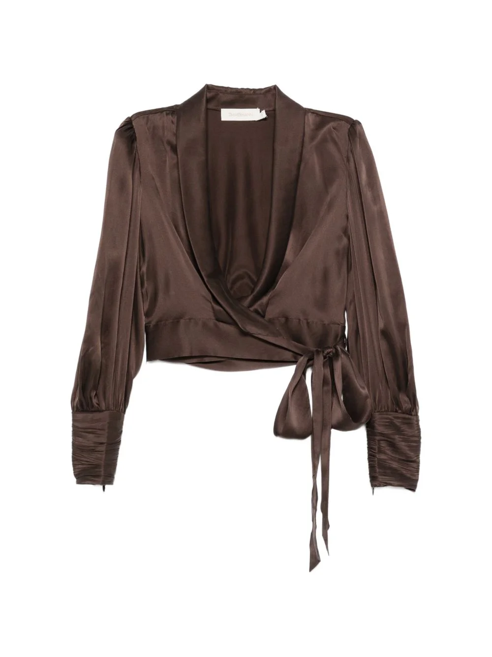 wrap-style long-sleeve blouse - 1